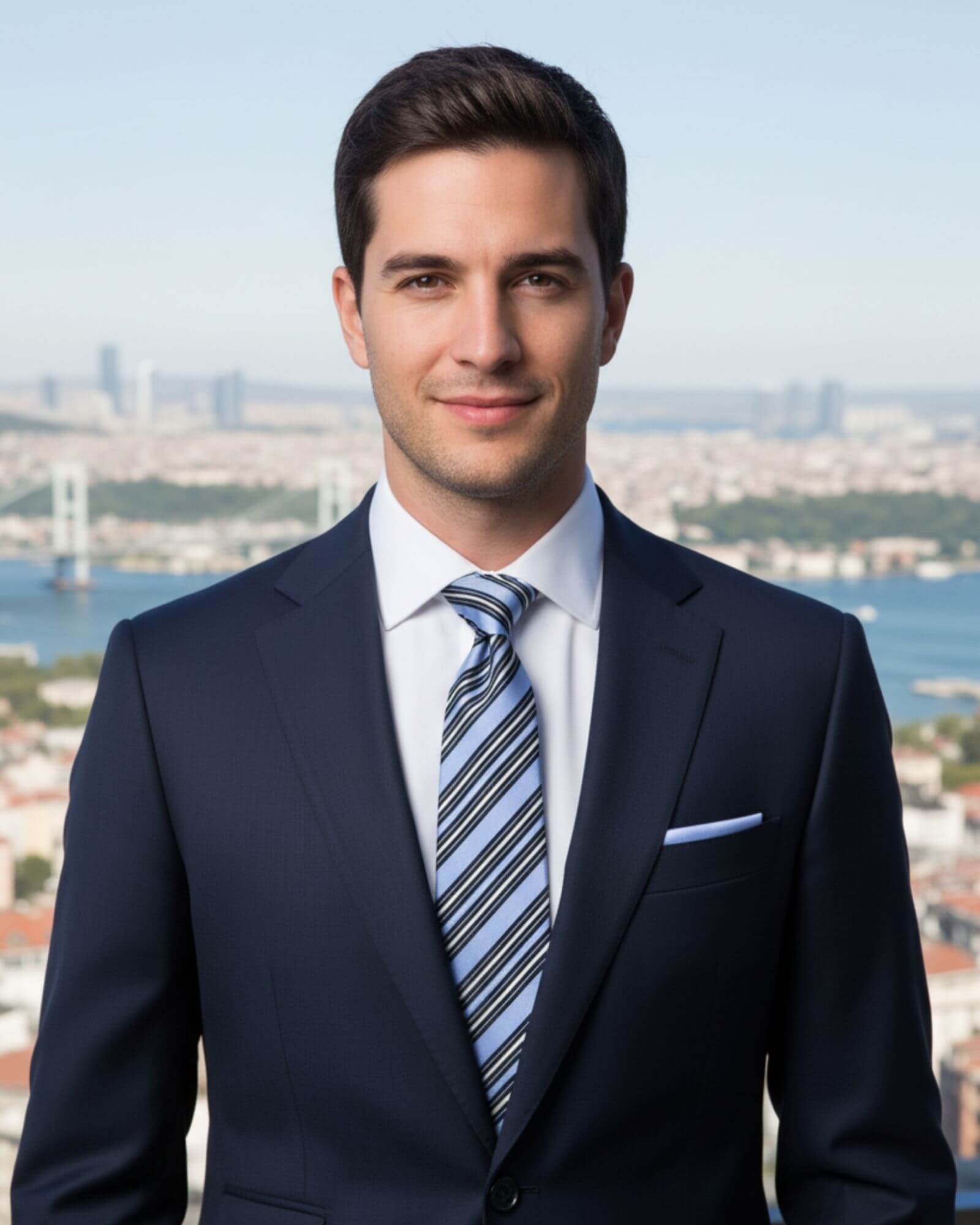 1001 Kravat 8 Cm Genişliğinde Lacivert Beyaz Çizgili Mavi Kravat Ve Mendil Seti 