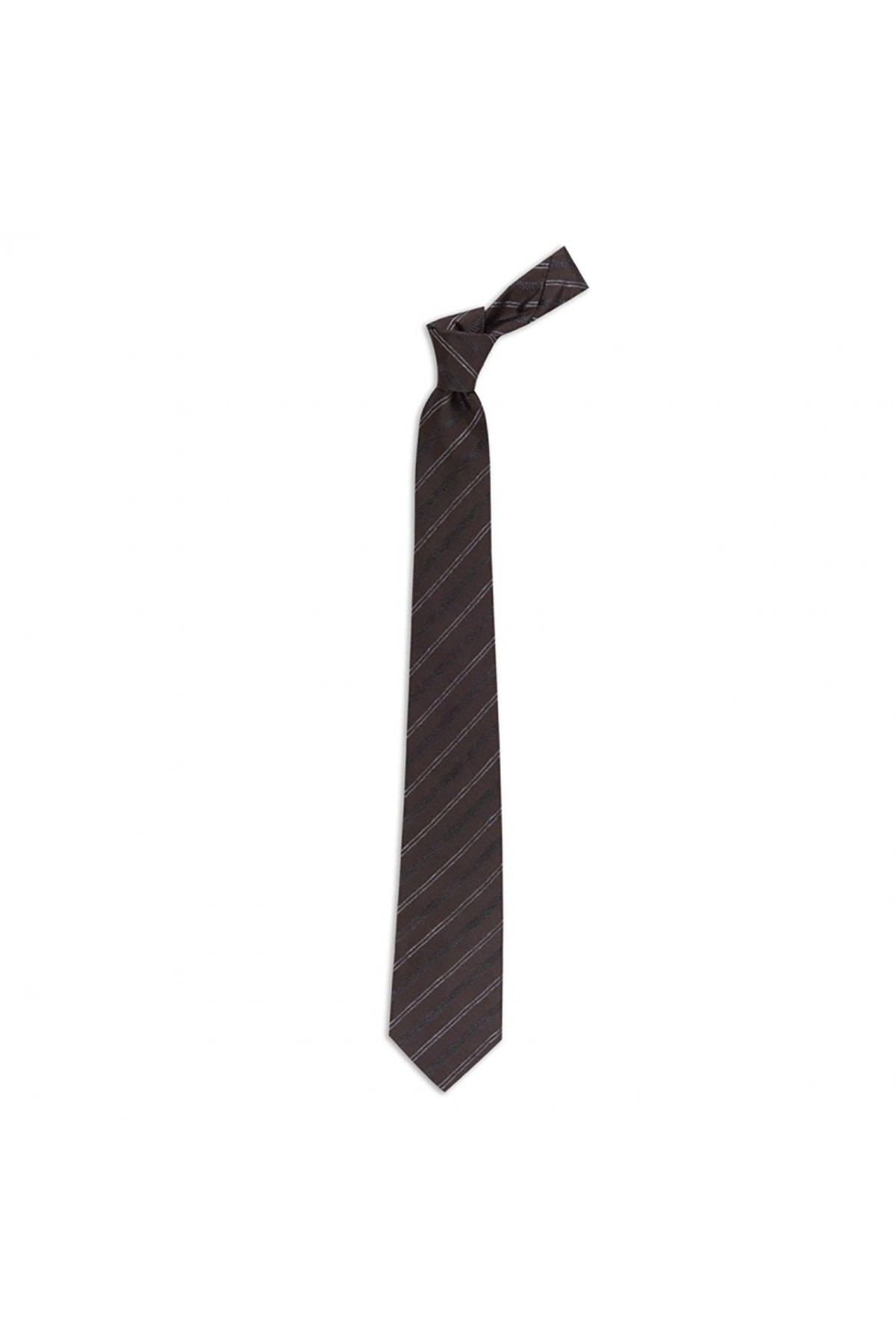 Desenli 8 cm genişliğinde yün ipek karışımlı kravat - Kahverengi