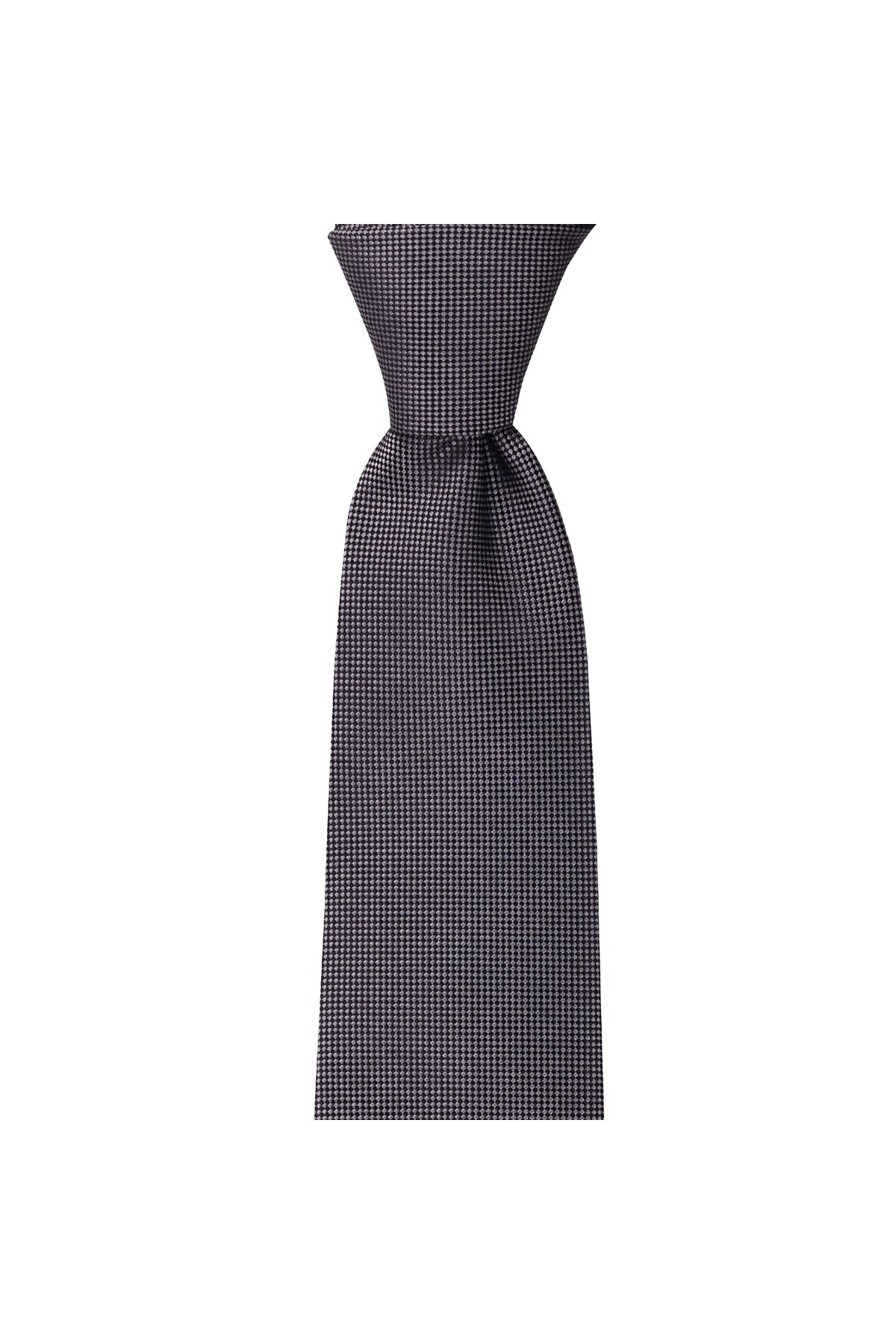 Düz renkli 8 cm genişliğinde mendilli kravat - Koyu gri