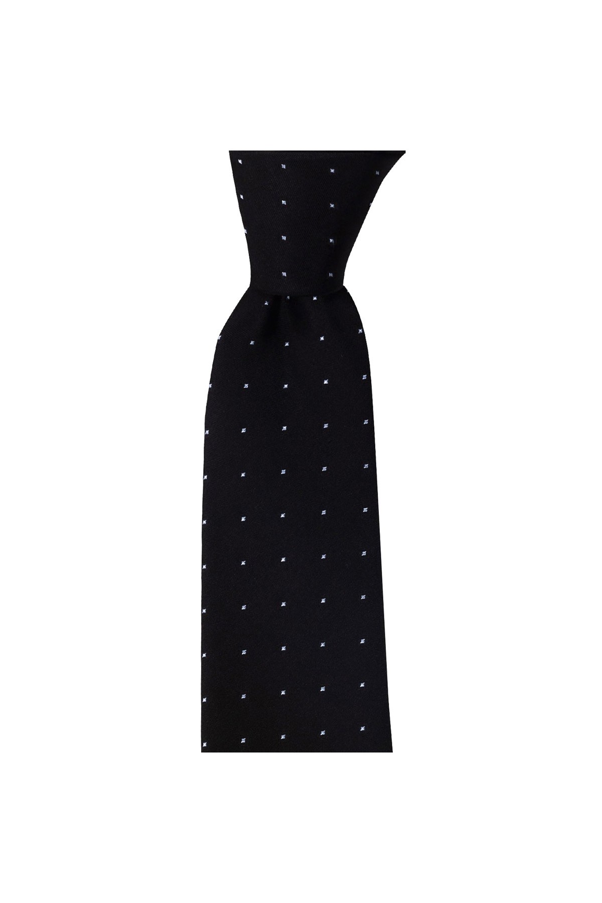 Klasik desenli 7,5 cm genişliğinde ipek kravat - Siyah