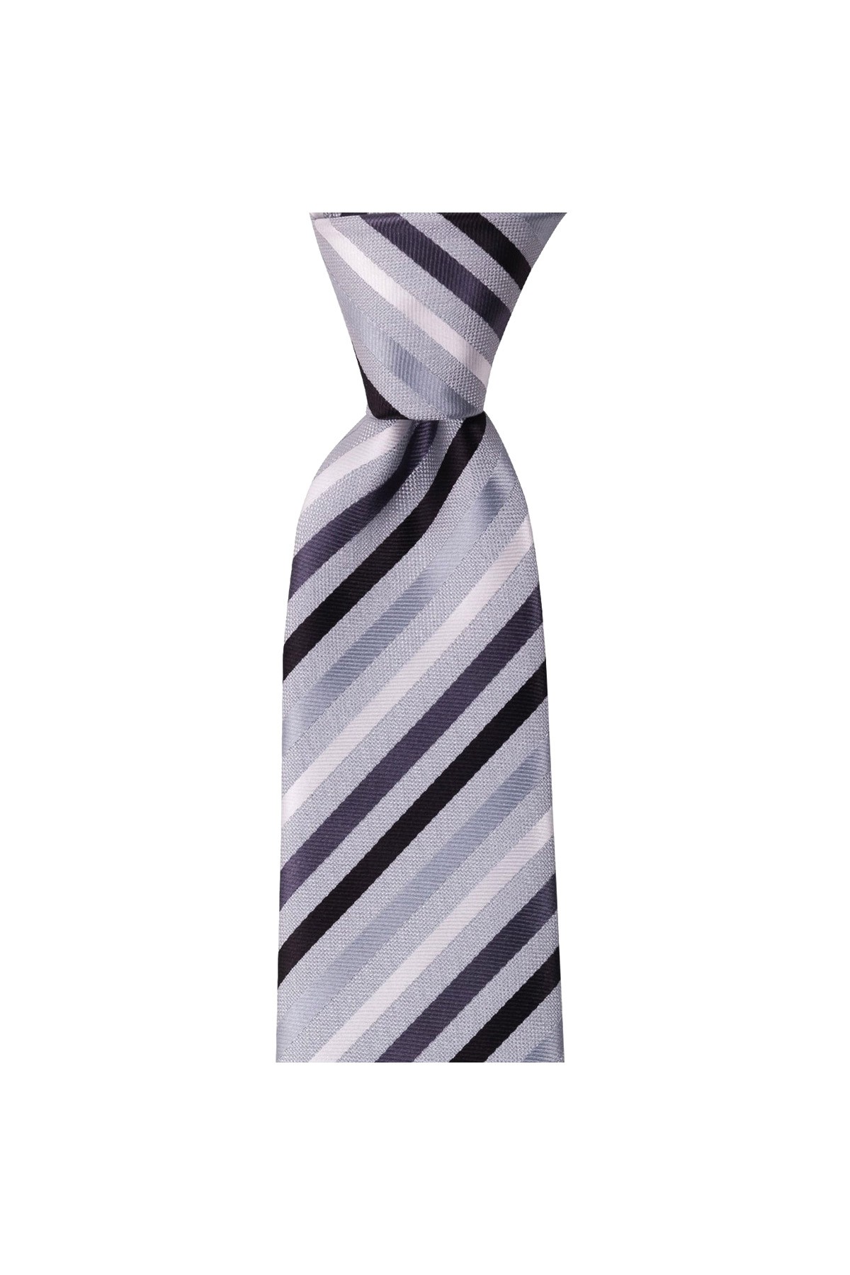 Çok çizgili 8 cm genişliğinde klasik kravat - Açık gri
