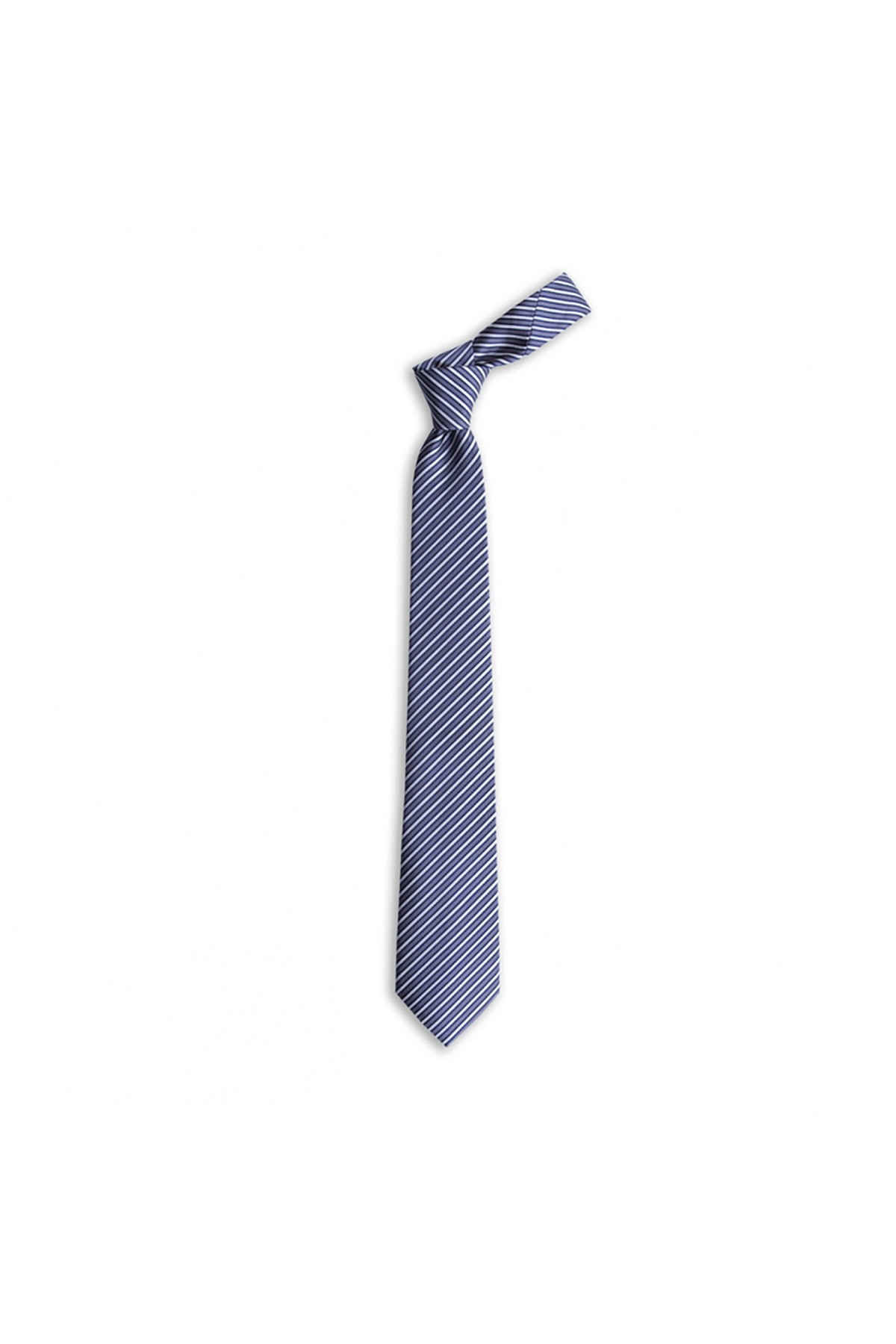 Çok çizgili 7,5 cm genişliğinde klasik ipek kravat - Gri