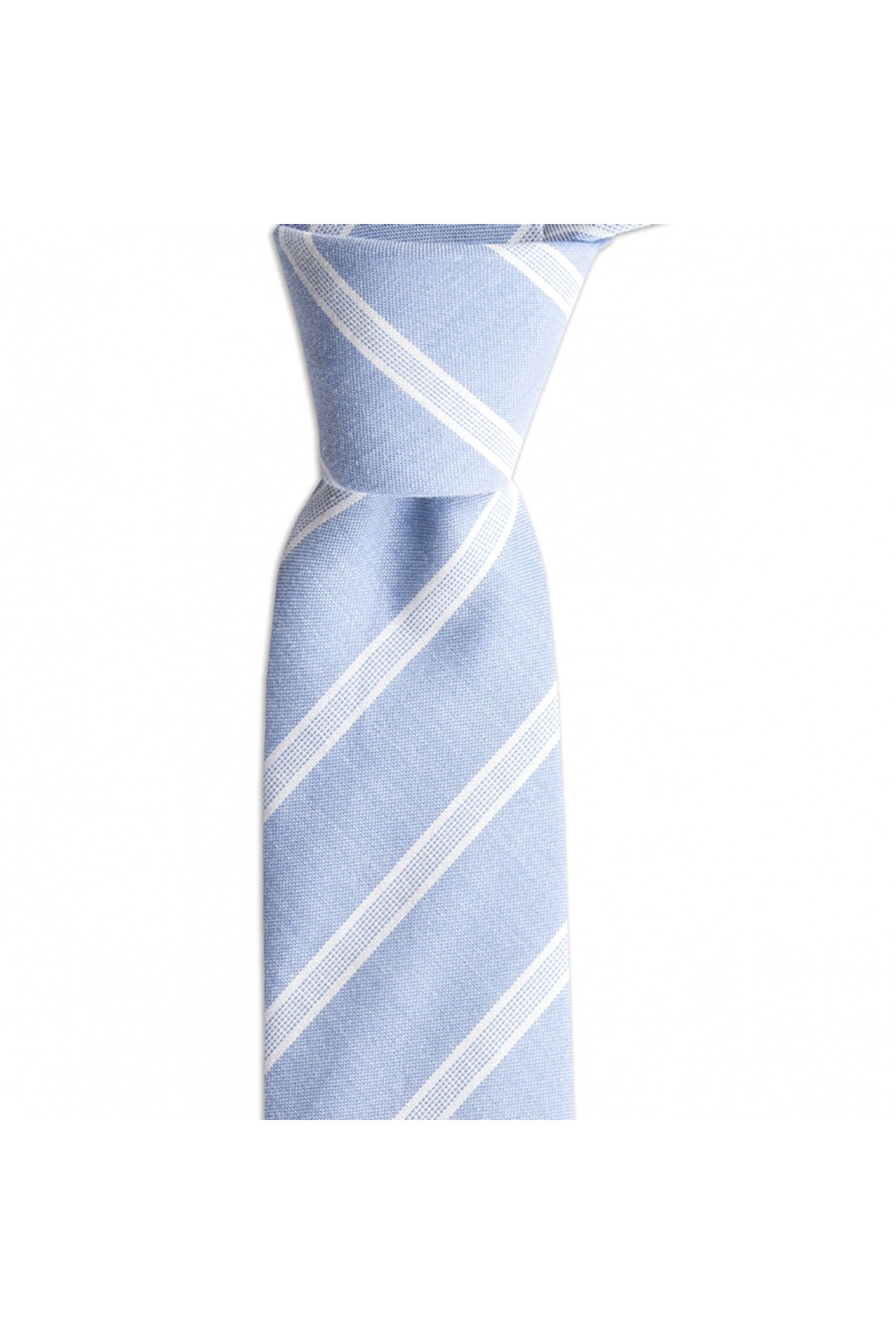 Çizgili 6 cm genişliğinde ince pamuk kravat