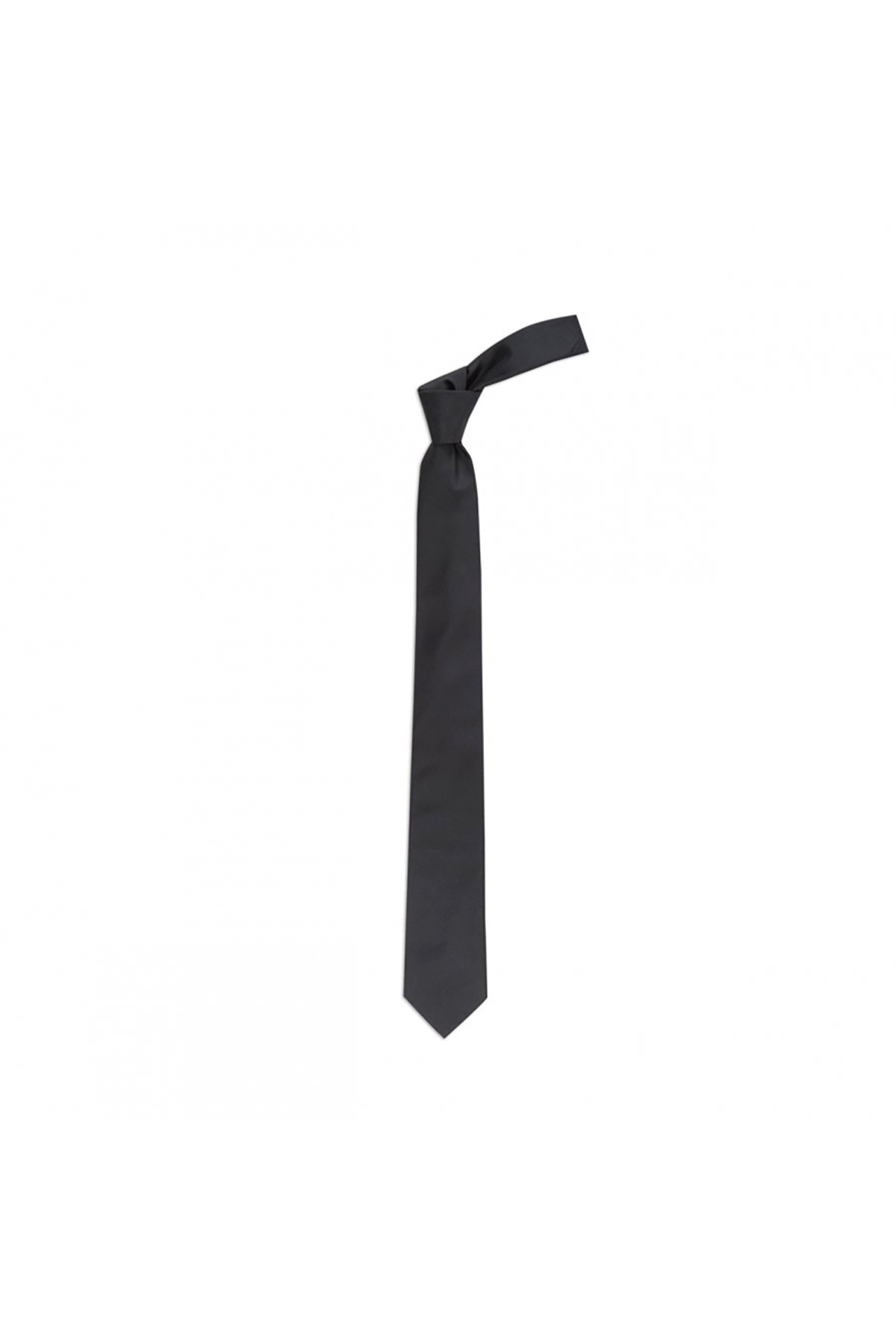 7,5 cm genişliğinde mikro desenli  klasik ipek kravat - Siyah
