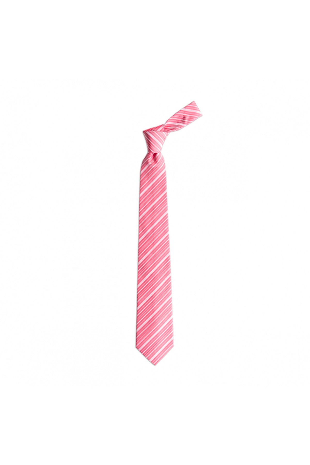 İnce çizgili 8 cm genişliğinde klasik ipek kravat - Somon