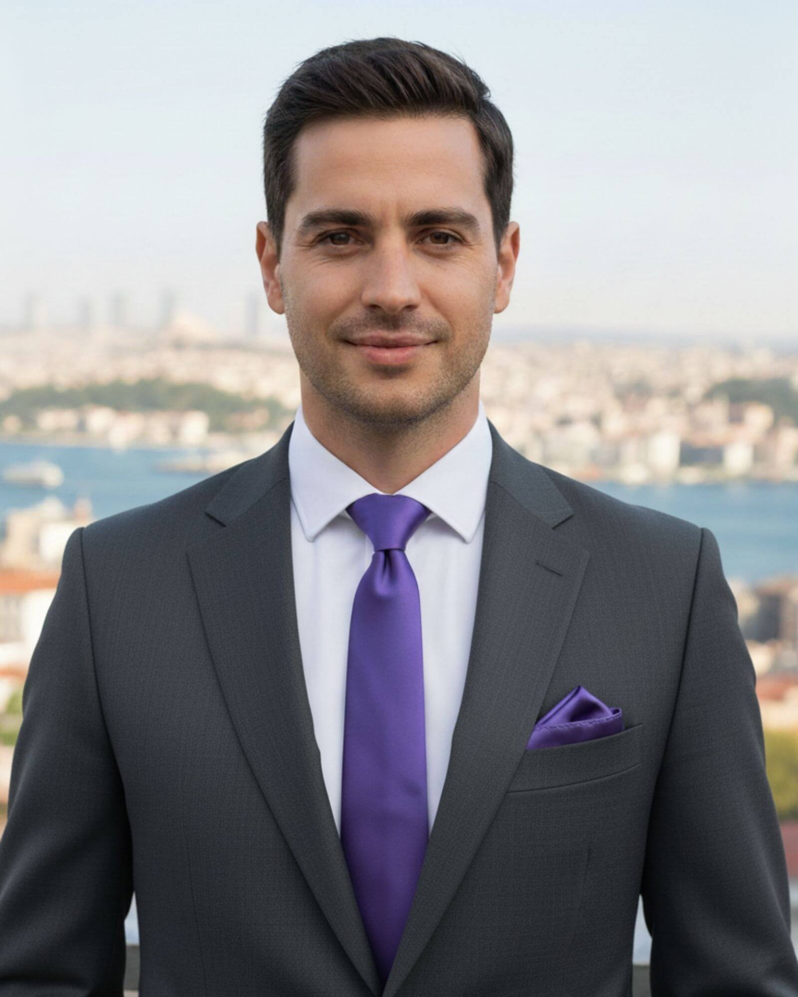 1001 Kravat 8 Cm Genişlikte Saten Lila Kravat Ve Mendil Seti 