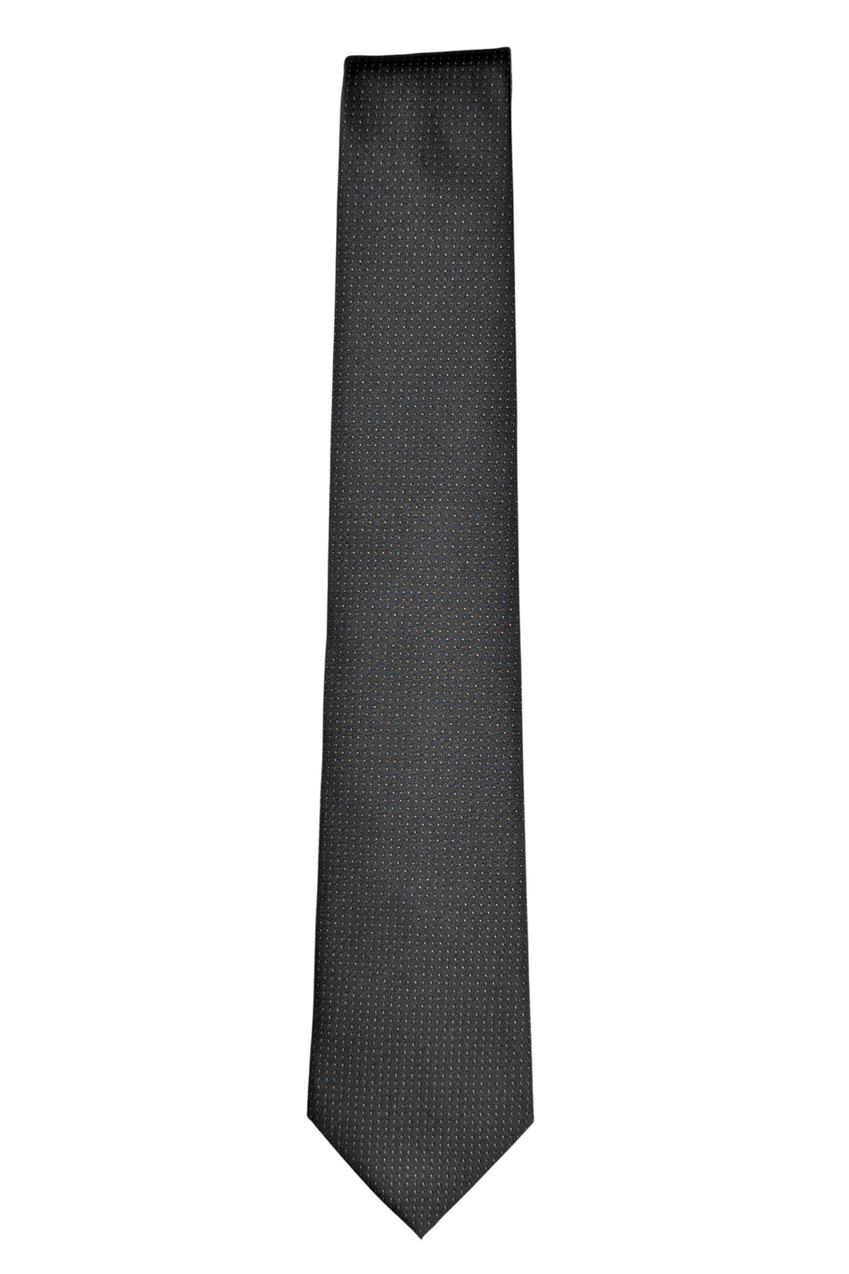 7 cm Genişliğinde Desenli İnce Kravat - Siyah