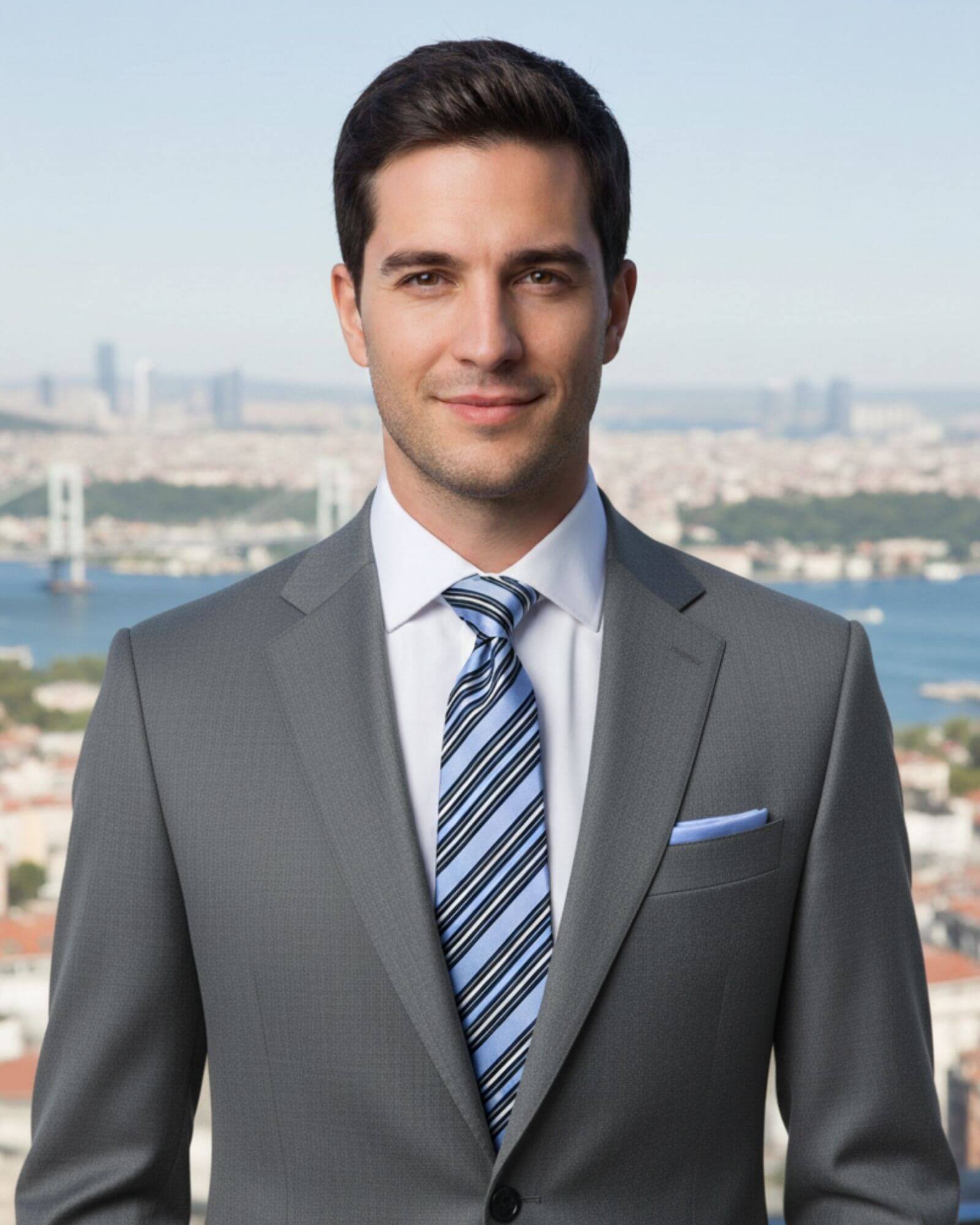 1001 Kravat 8 Cm Genişliğinde Lacivert Beyaz Çizgili Mavi Kravat Ve Mendil Seti 