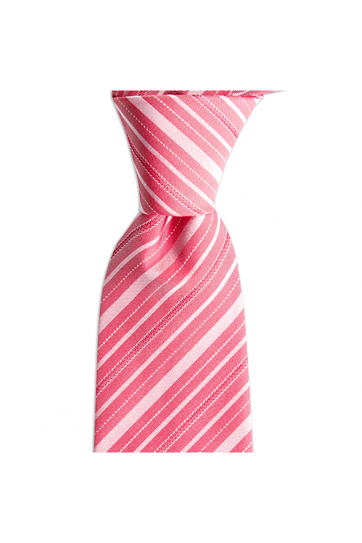 İnce çizgili 8 cm genişliğinde klasik ipek kravat - Somon