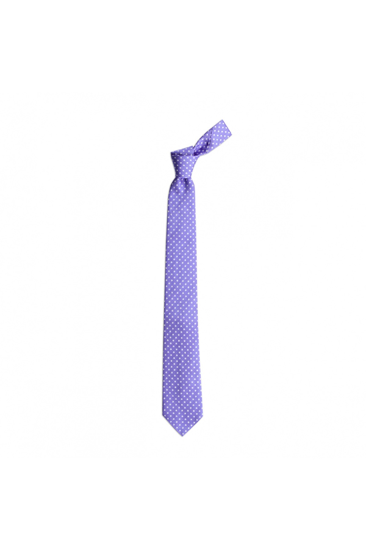 Klasik desenli 7,5 cm genişliğinde ipek kravat - Lila