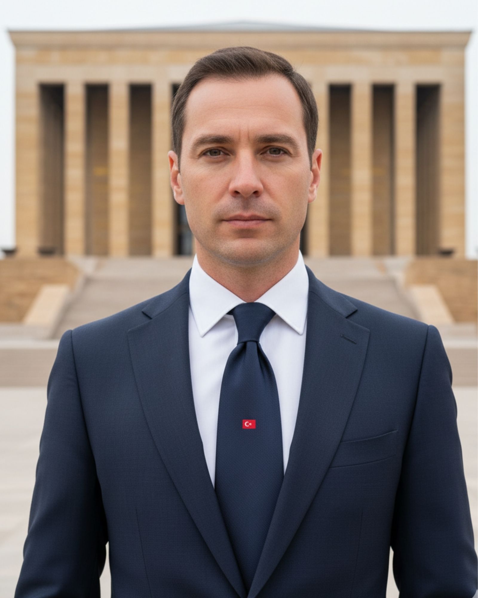 1001 Kravat Türk Bayraklı Lacivert İpek Kravat