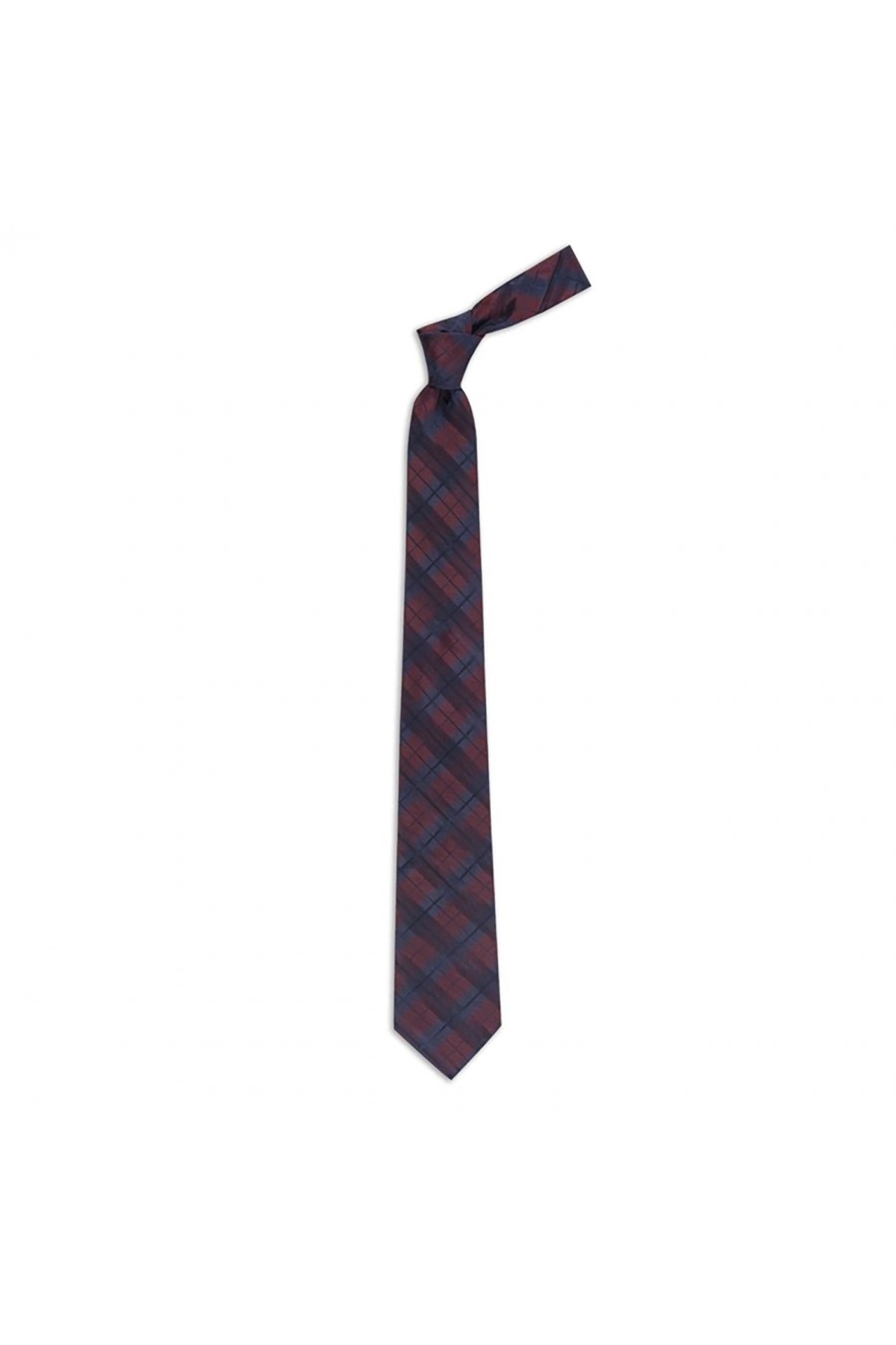 Ekose desenli 8 cm genişliğinde ipek kravat - Lacivert