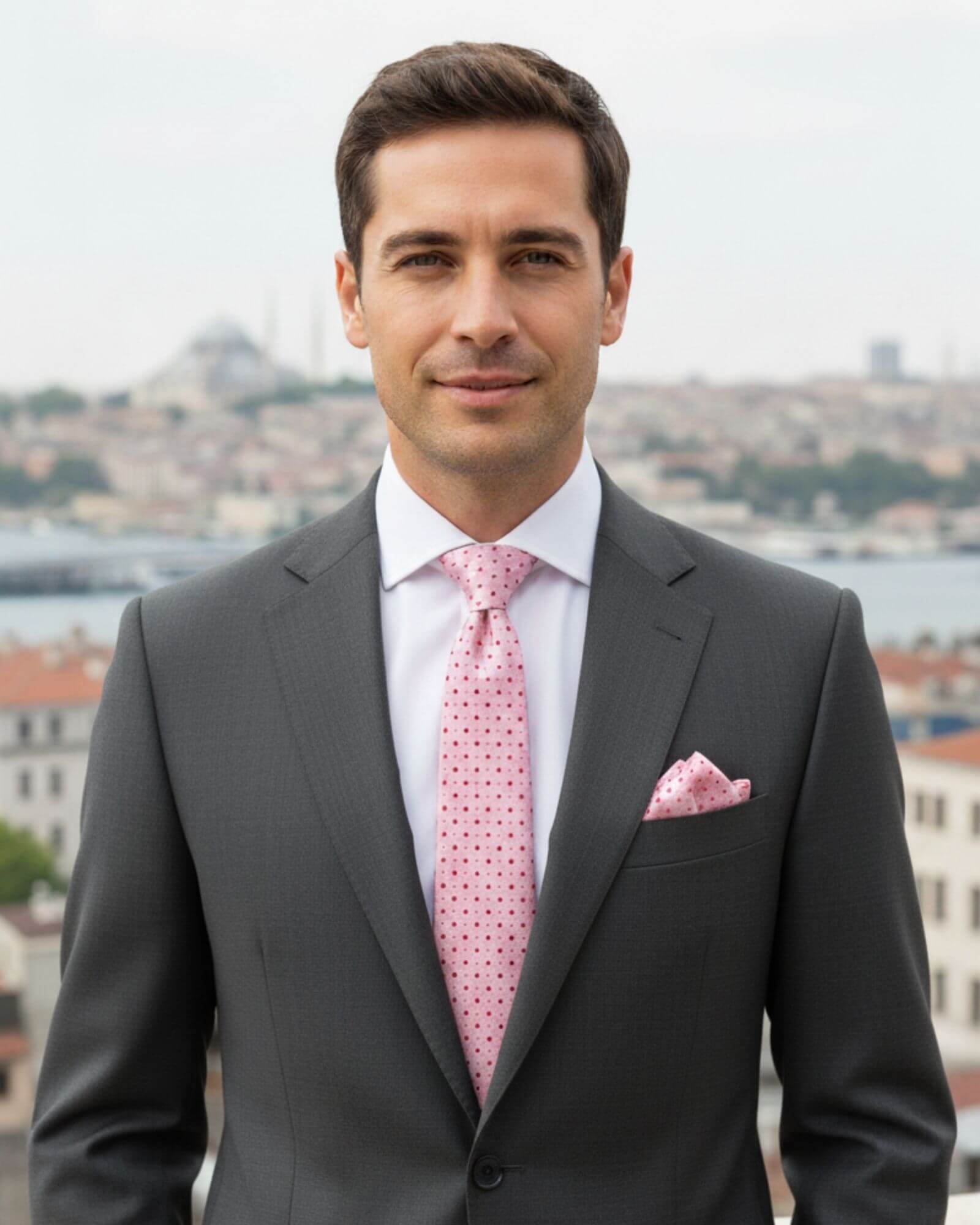 1001 Kravat 8 Cm Genişlikte Desenli Pembe Kravat Ve Mendil Seti 