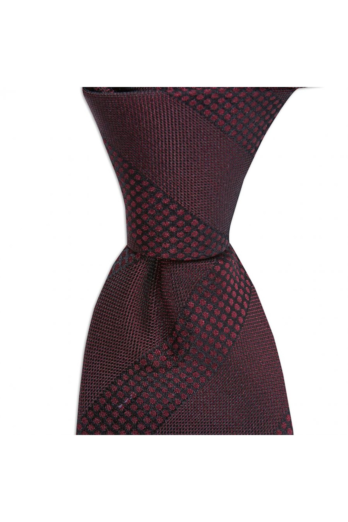8 cm genişliğinde çizgili klasik ipek kravat - Bordo