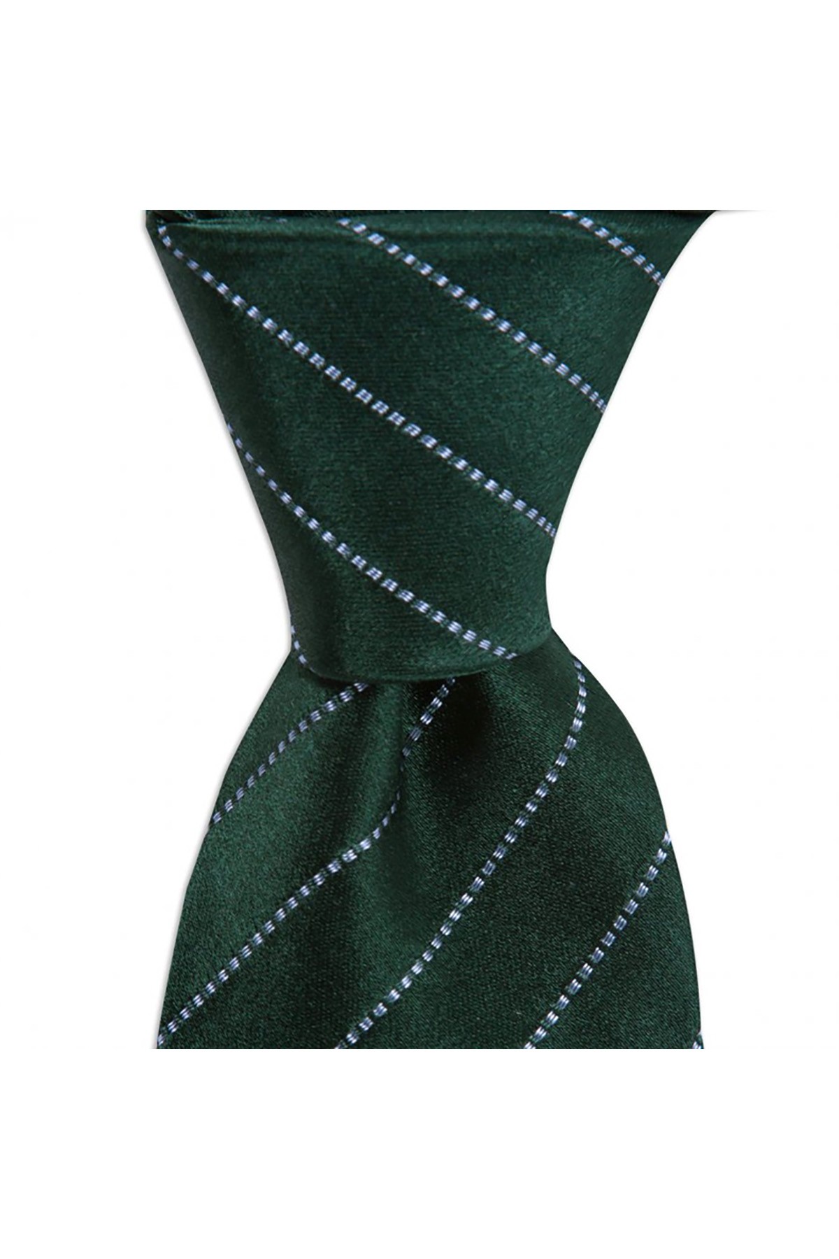 8 cm genişliğinde çizgili klasik ipek kravat - Koyu yeşil