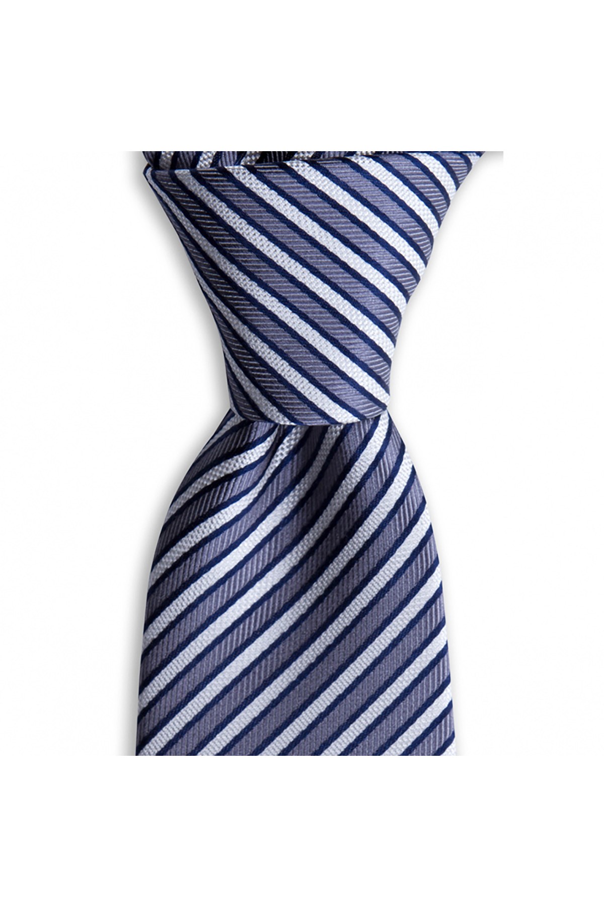 Çok çizgili 7,5 cm genişliğinde klasik ipek kravat - Gri