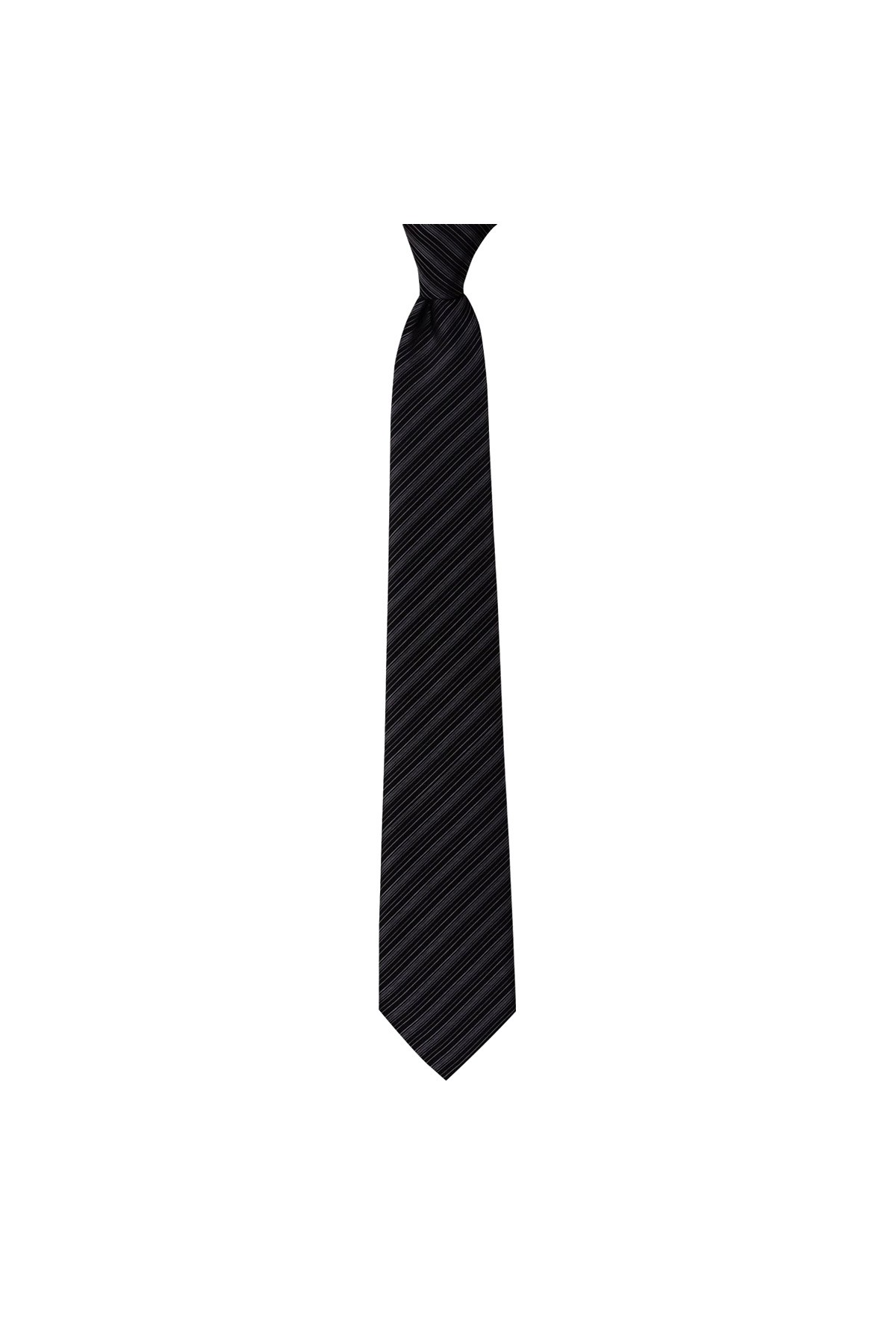 Çok çizgili 8 cm genişliğinde klasik kravat - Siyah