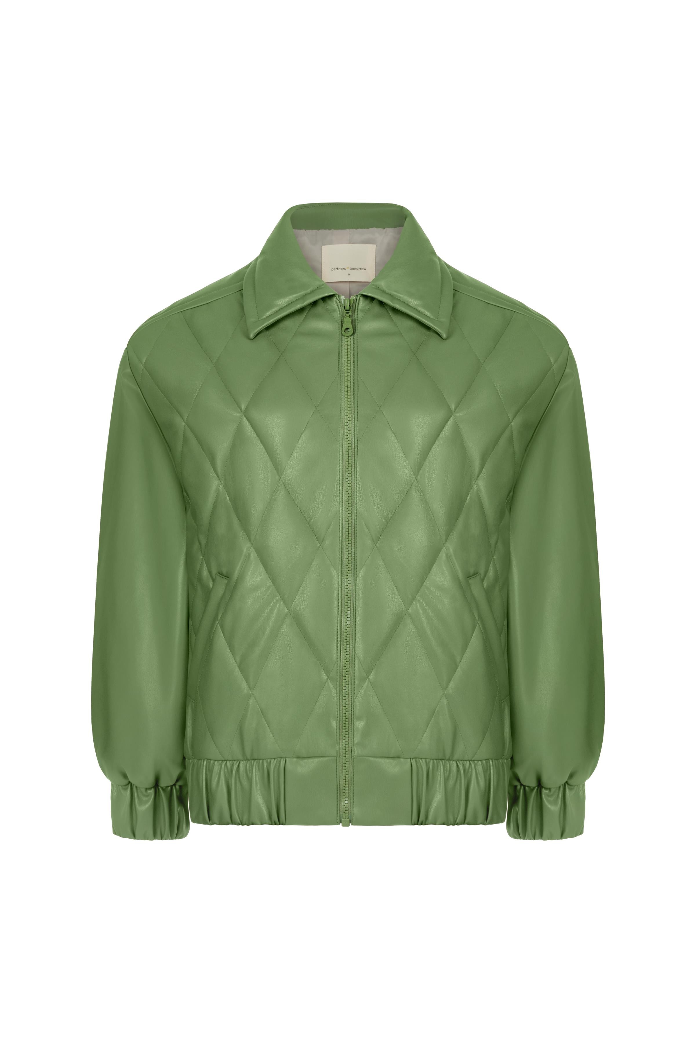 VOLUMED FAUX LEATHER BOMBER - MINT