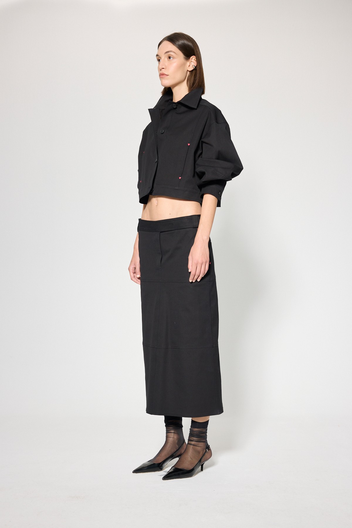 OVERSIZE CROP CEKET - BLACK