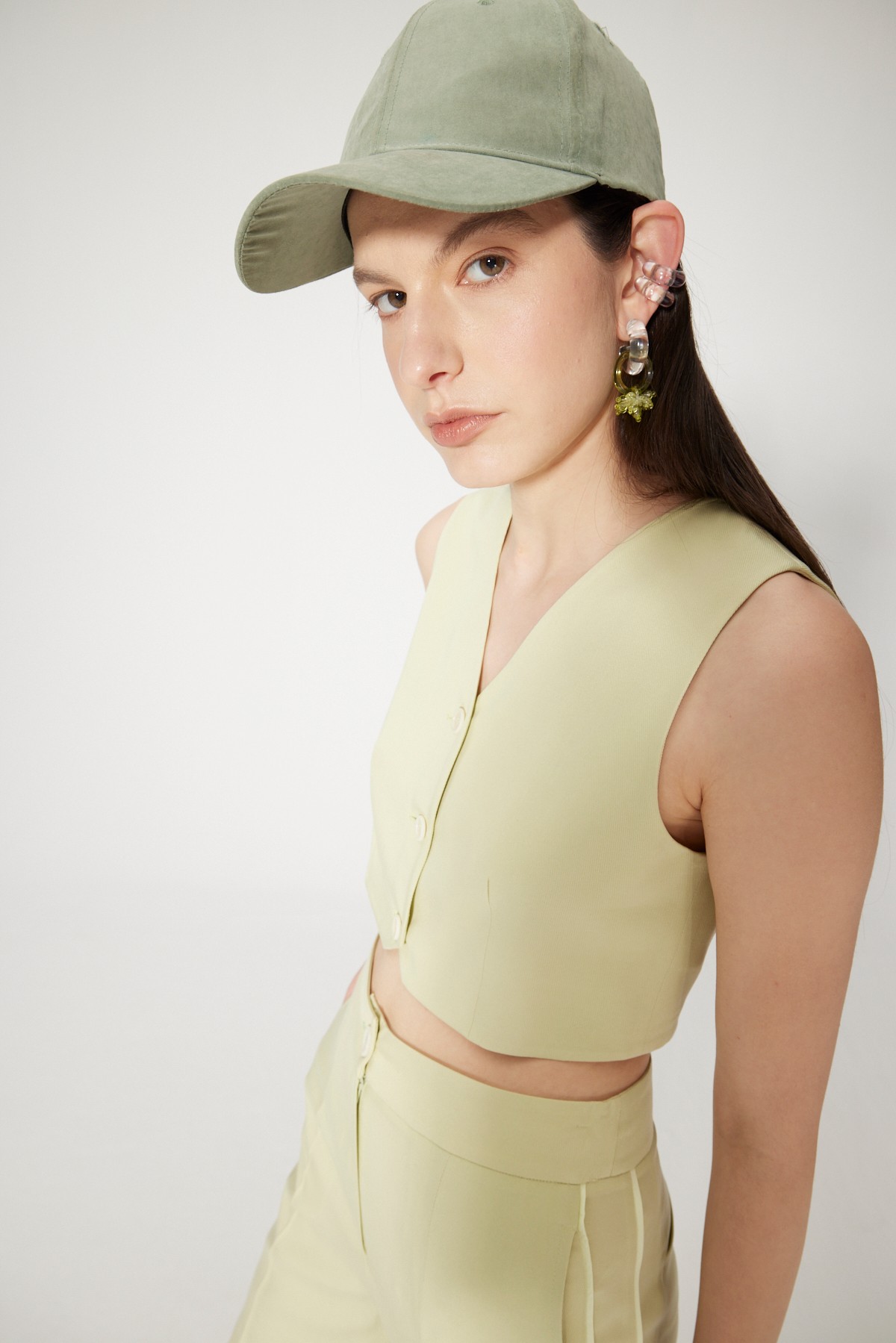 FITTED CROP WAISTCOAT - GREEN