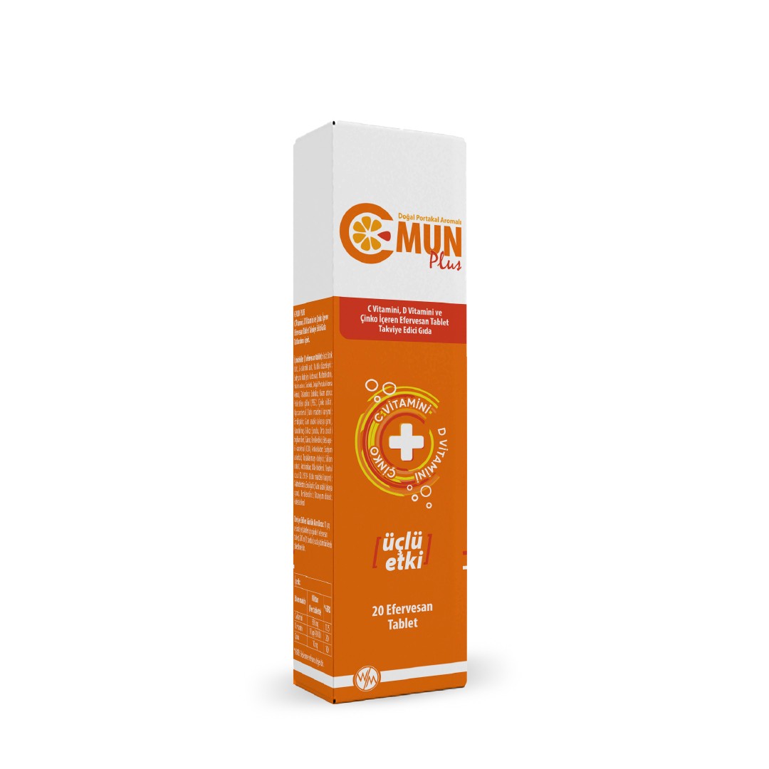 C-Mun Plus C Vitamini,D Vitamini ve Çinko İçeren Efervesan Tablet