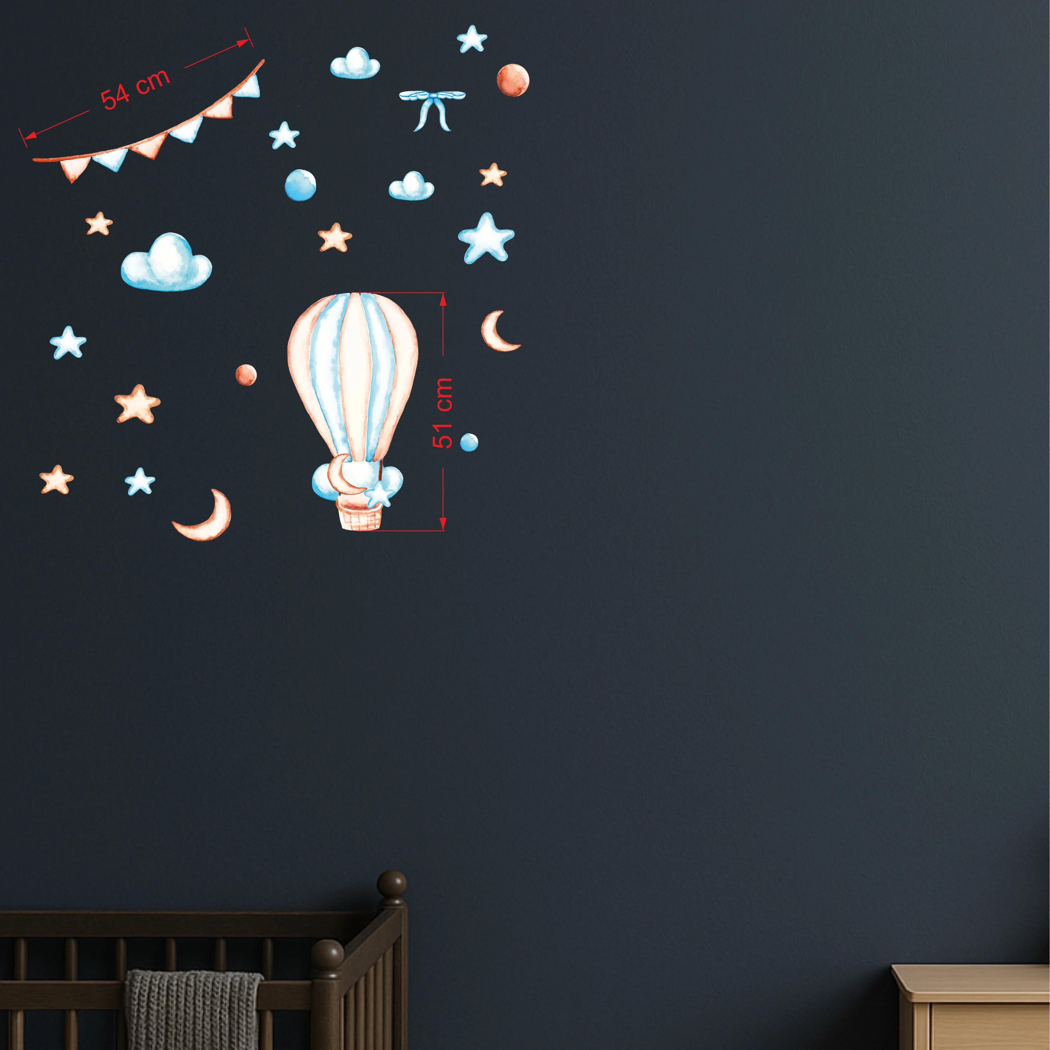 Rüya Balonu Bebek Odası Duvar Sticker Seti
