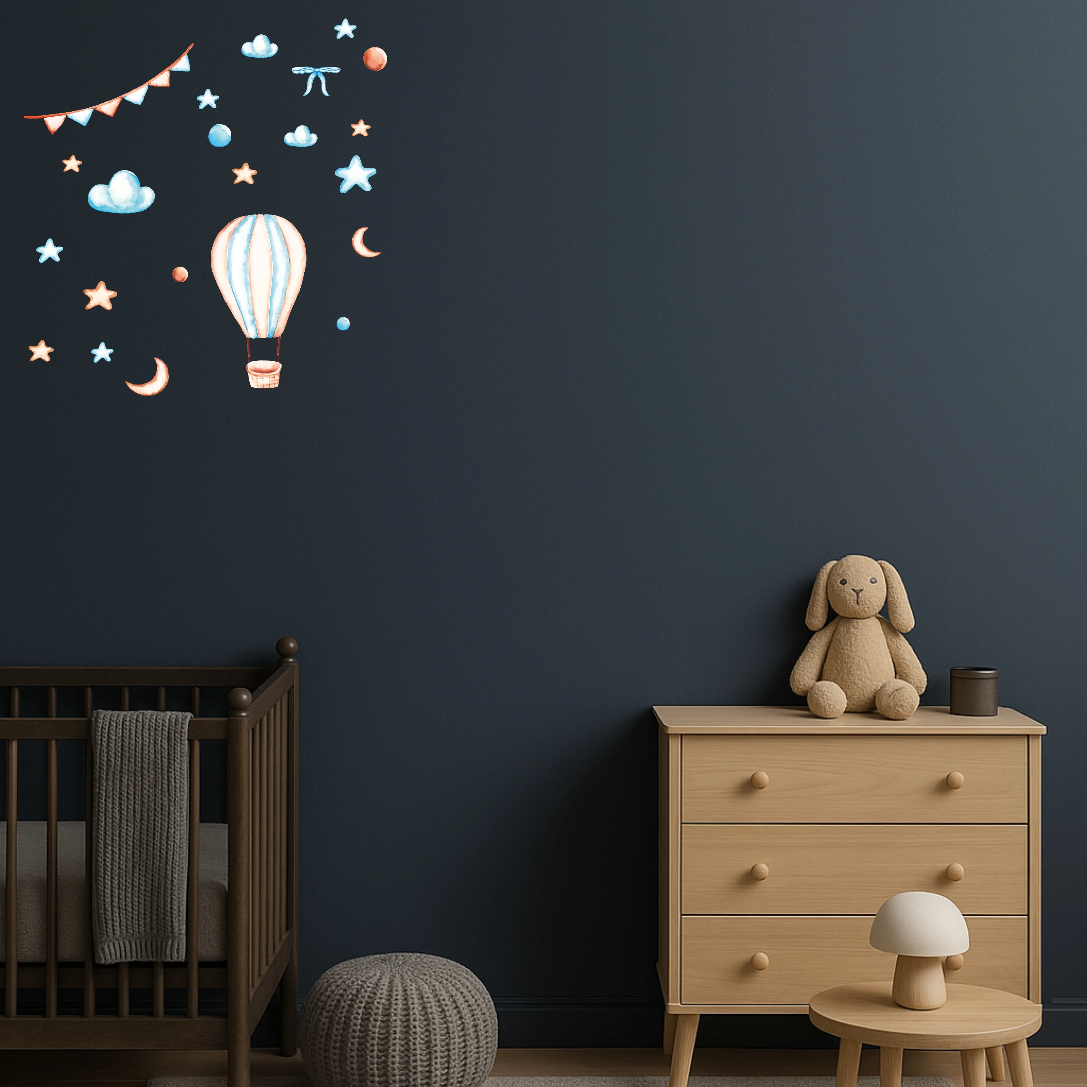 Rüya Balonu Bebek Odası Duvar Sticker Seti