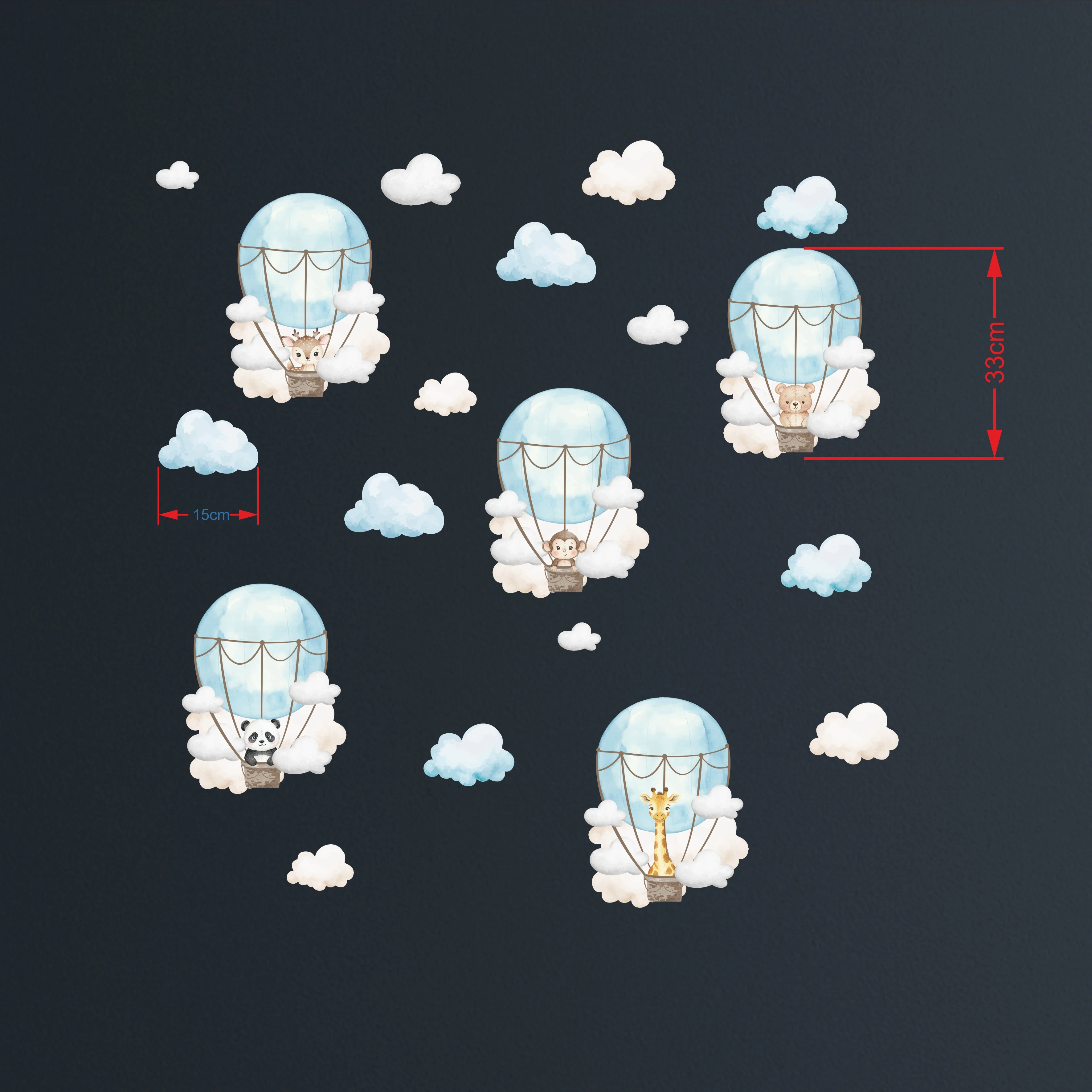 Gökyüzü Arkadaşları Mavi Balon Duvar Sticker Seti