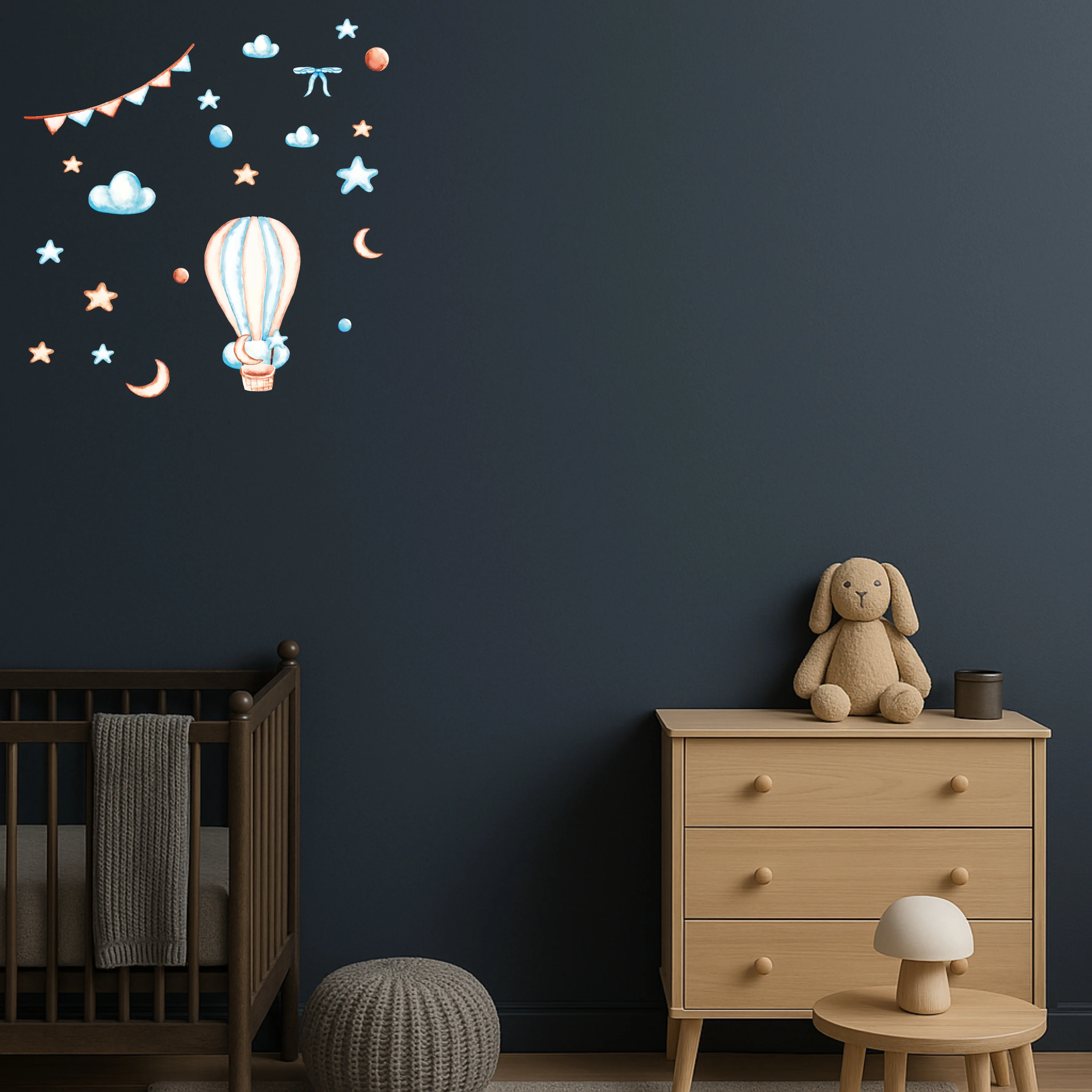 Rüya Balonu Bebek Odası Duvar Sticker Seti