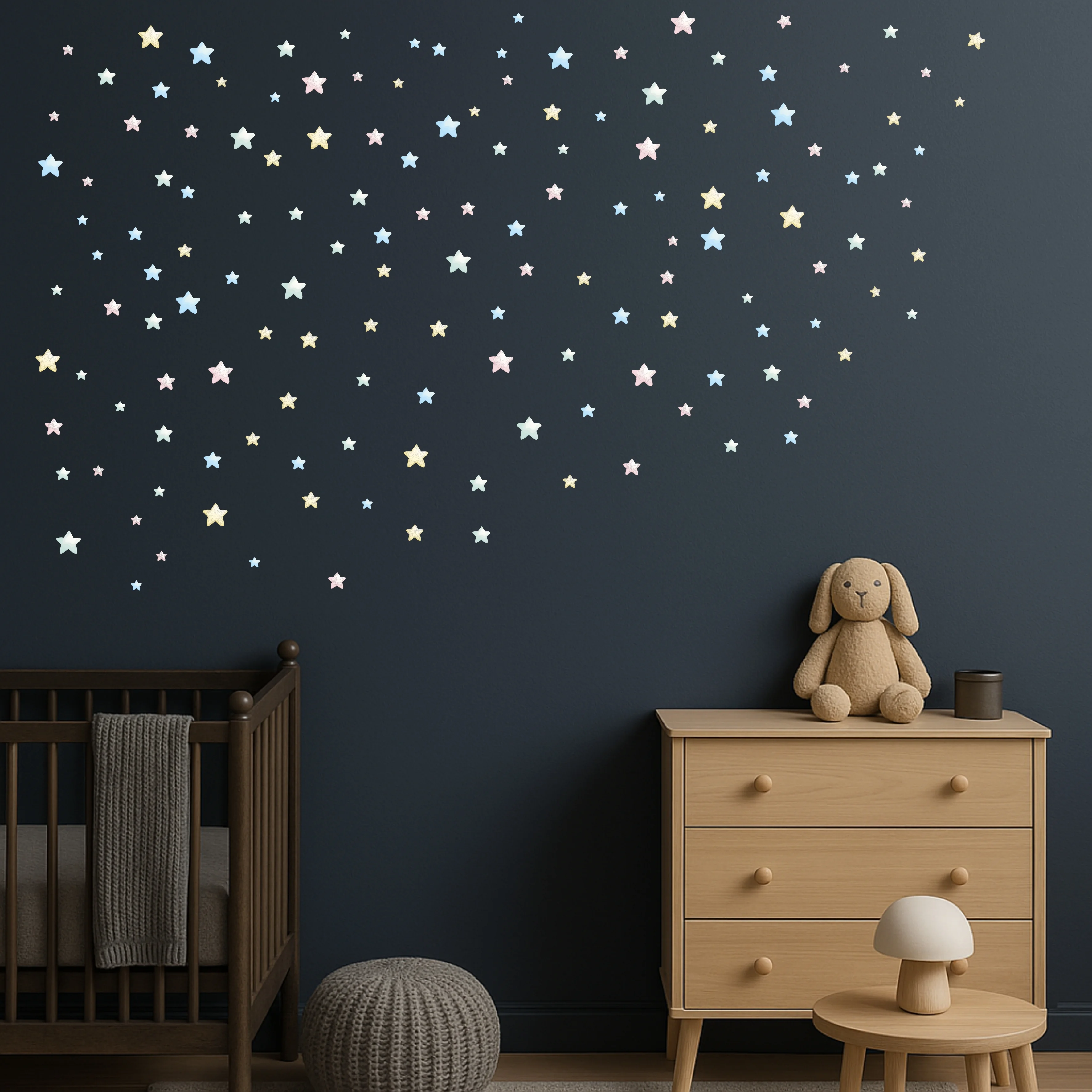 Pastel Yıldızlar Bebek Odası Duvar Sticker Seti
