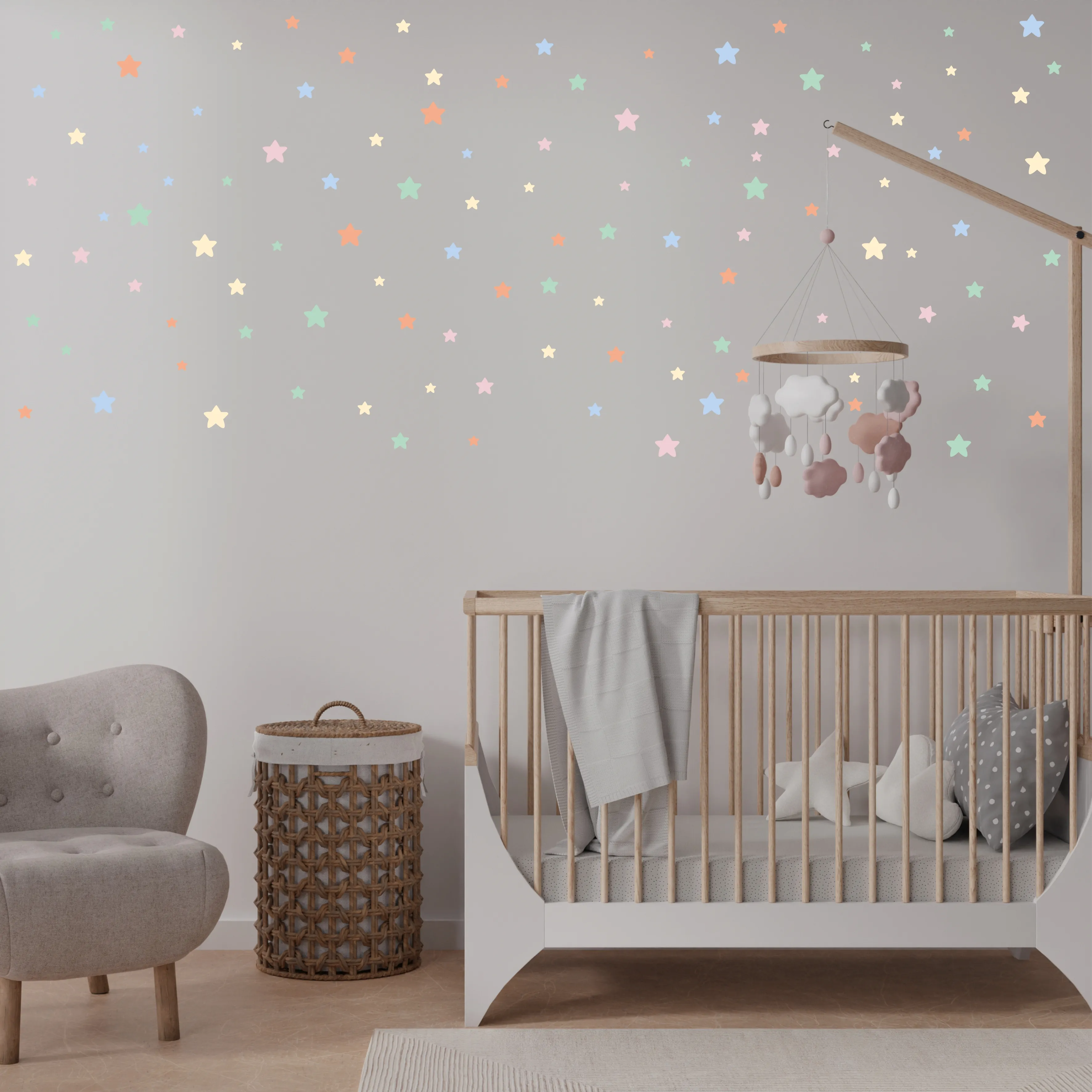 Retro Yıldızlar Çocuk Odası Duvar Sticker Seti