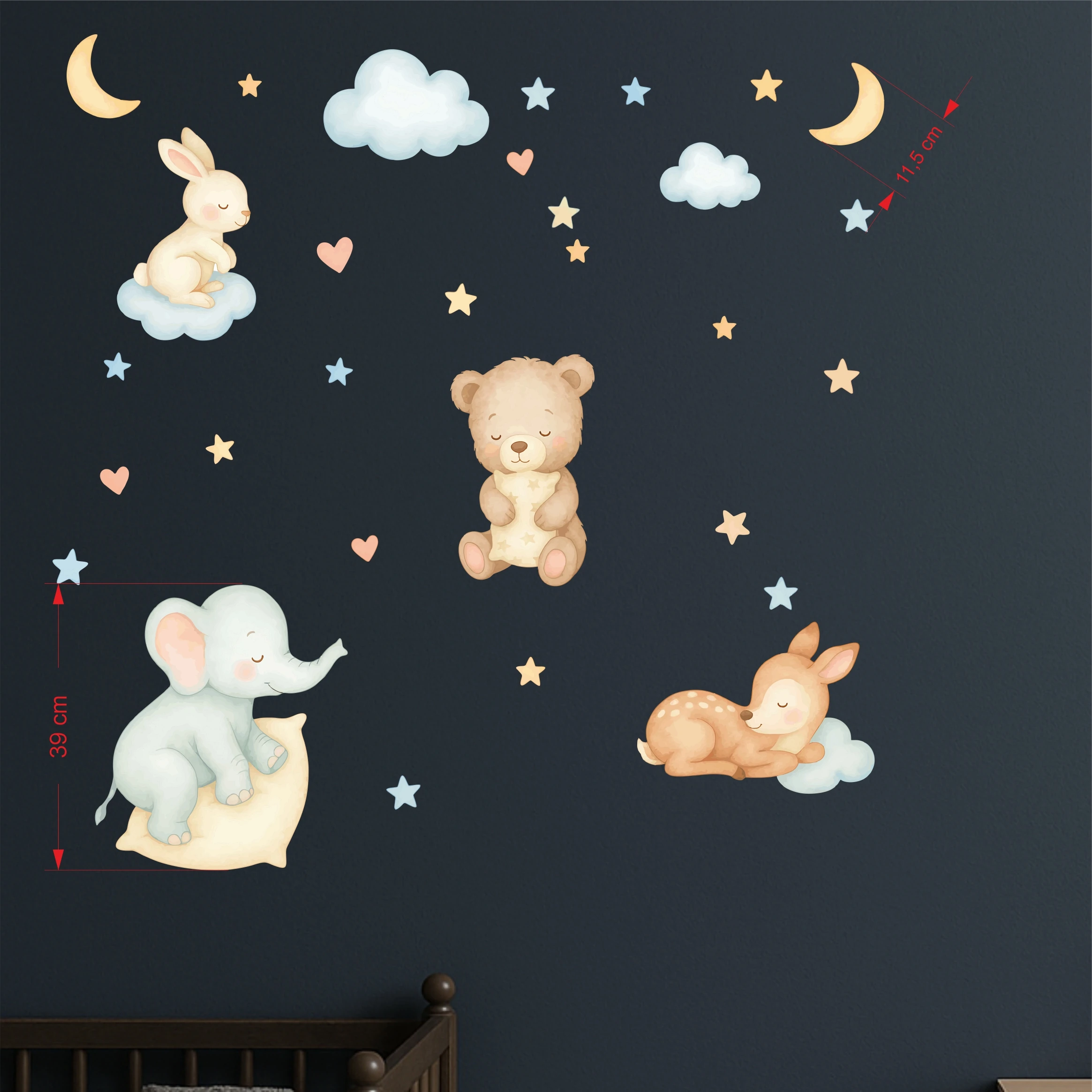Uykucu Dostlar Bebek Odası Duvar Sticker Seti