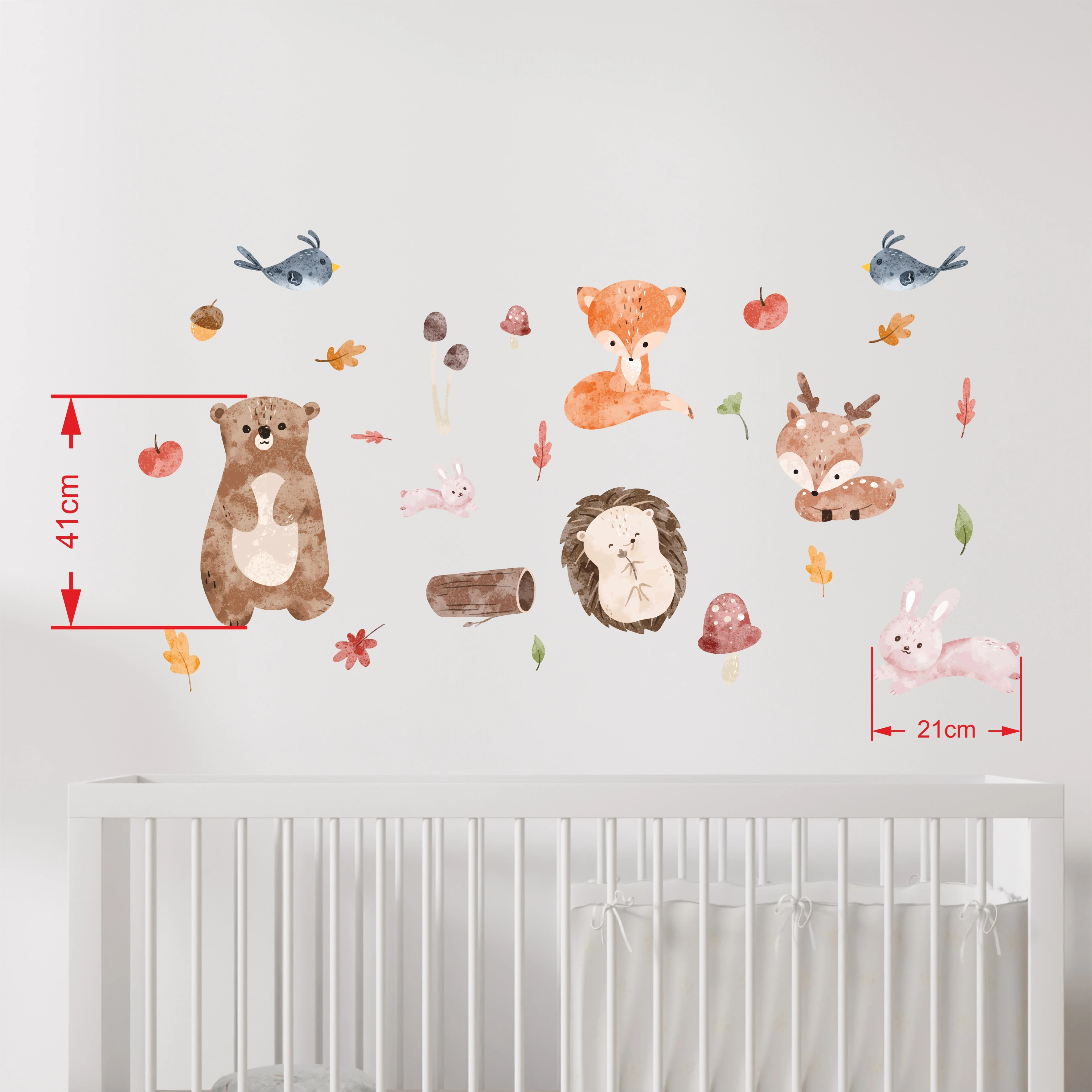 Sonbahar Ormanı Bebek Odası Duvar Sticker Seti