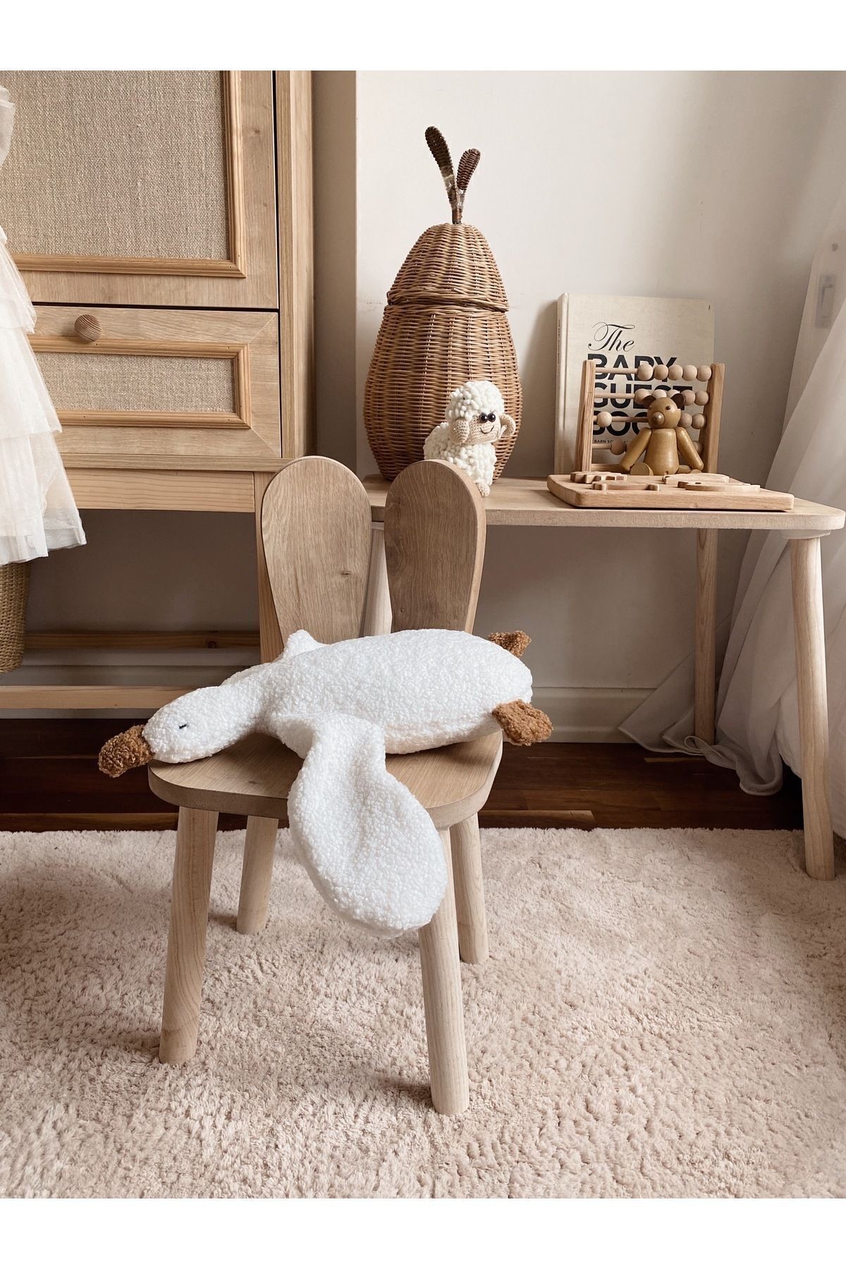 Sevimli Ördek Teddy Bebek Çocuk Uyku Arkadaşı Naturel Beyaz/Camel
