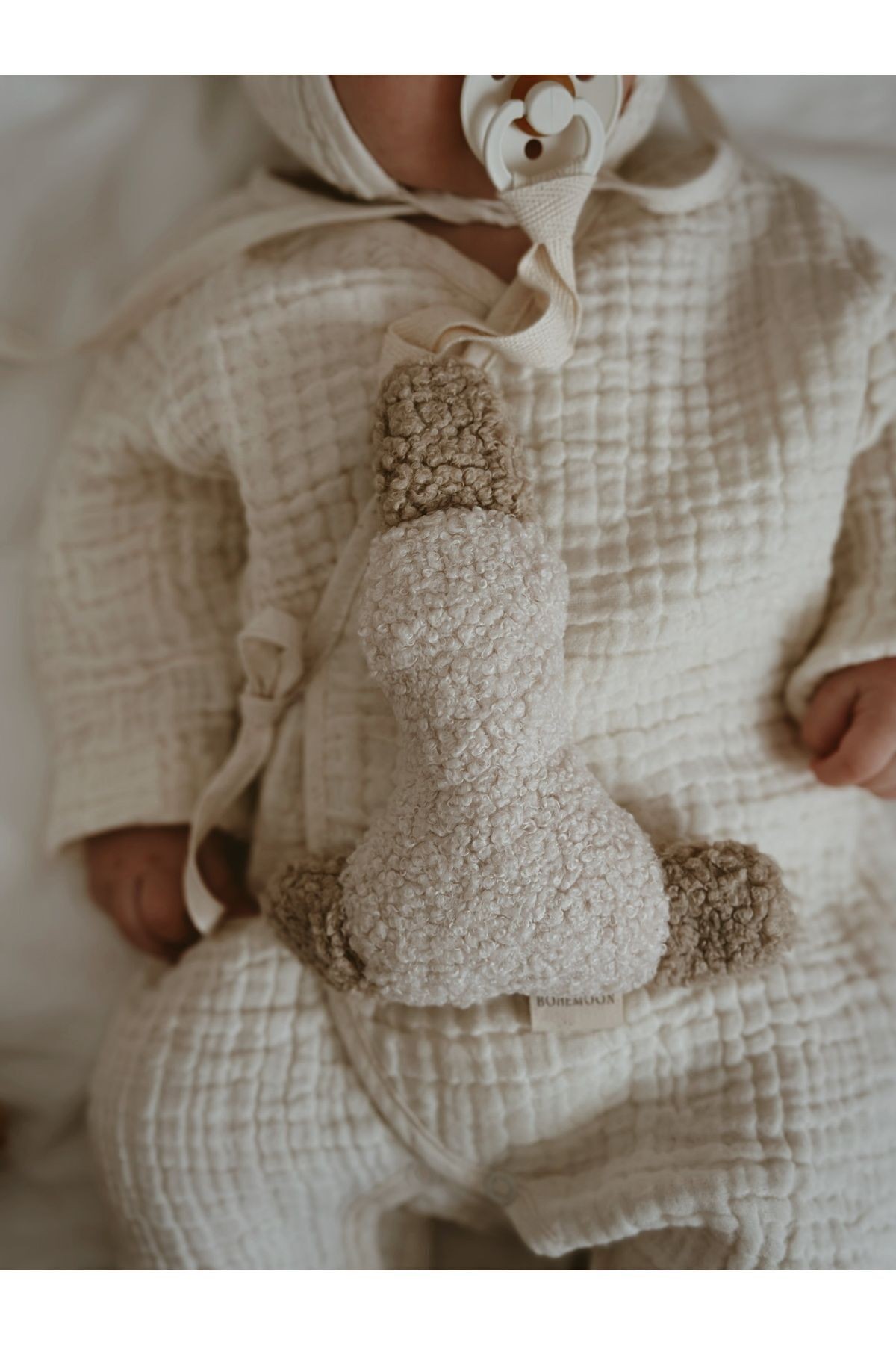 Teddy Duck Ördek Emzik Askısı Bej/Krem