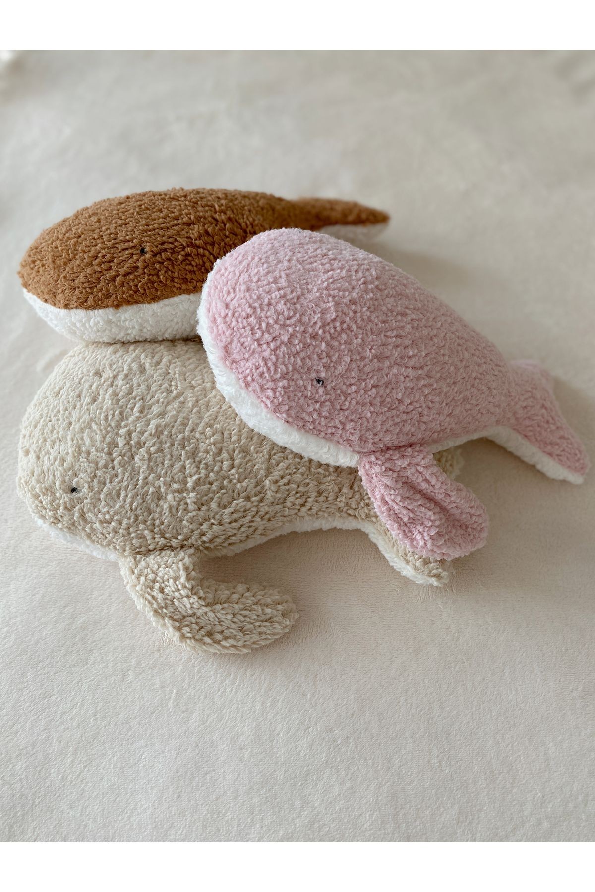Sevimli Balina Bebek Çocuk Uyku Arkadaşı Kahve/Beyaz 38 Cm