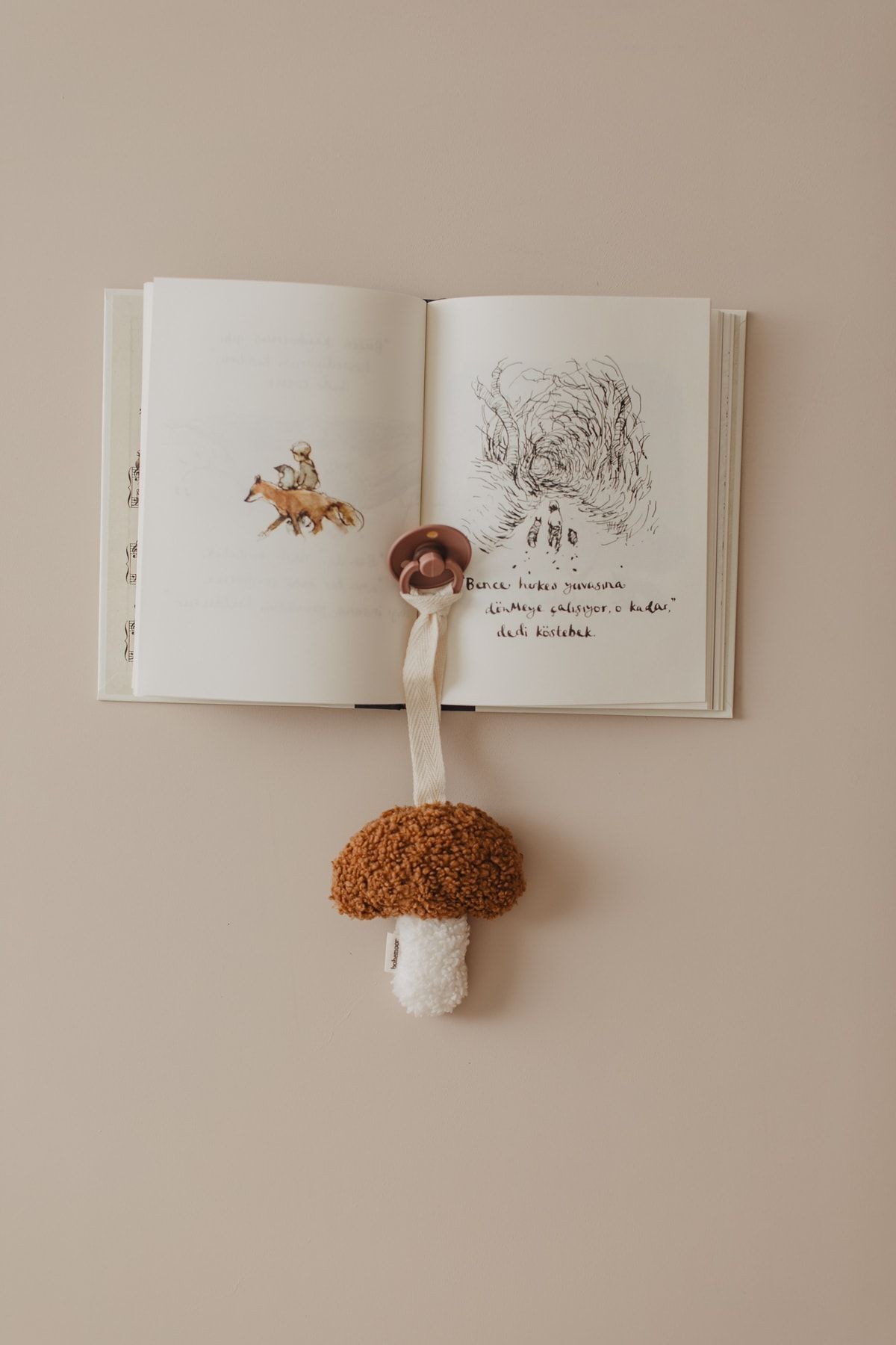 Teddy Mushroom Emzik Askısı Beyaz/camel
