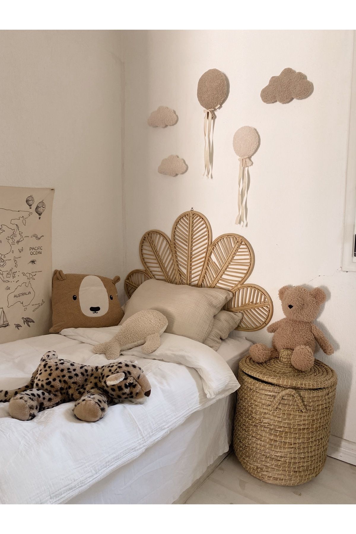 Teddy Balon 5'li Dekoratif Duvar Süsü, Çocuk Odası Dekorasyonu, Uçan Balon Set
