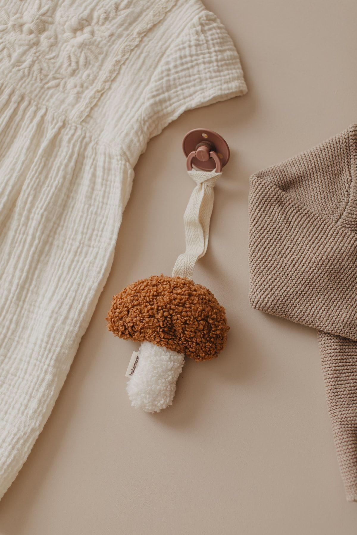 Teddy Mushroom Emzik Askısı Beyaz/camel