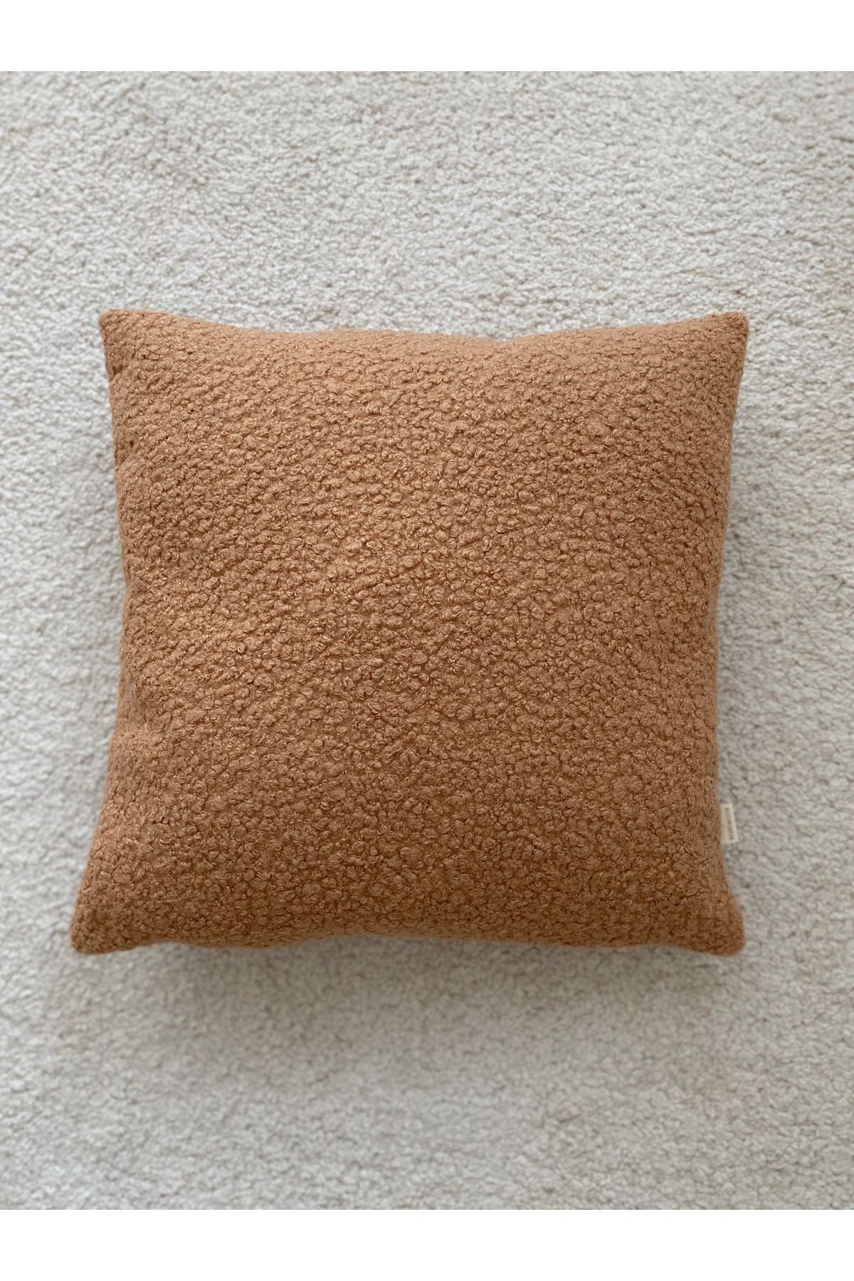 Teddy Kare Kırlent Kılıfı Kahve 45x45