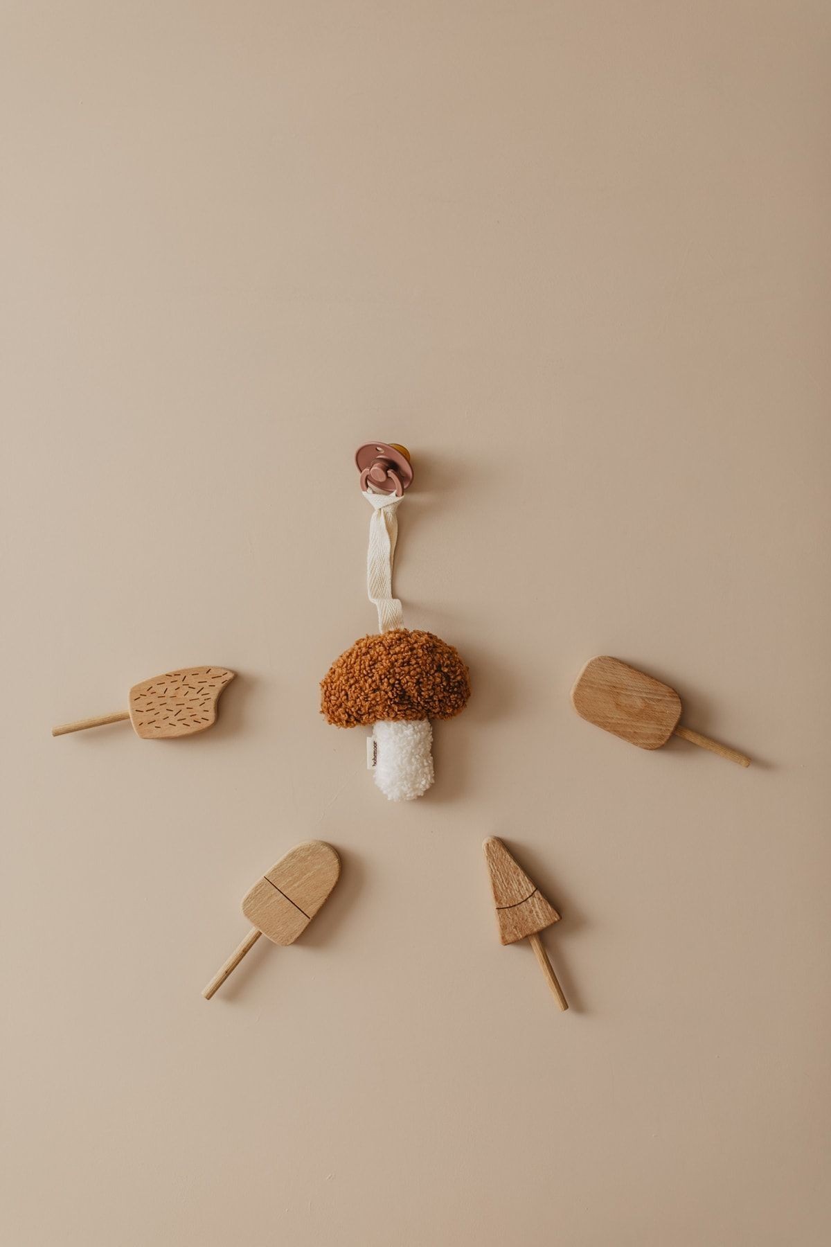 Teddy Mushroom Emzik Askısı Beyaz/camel