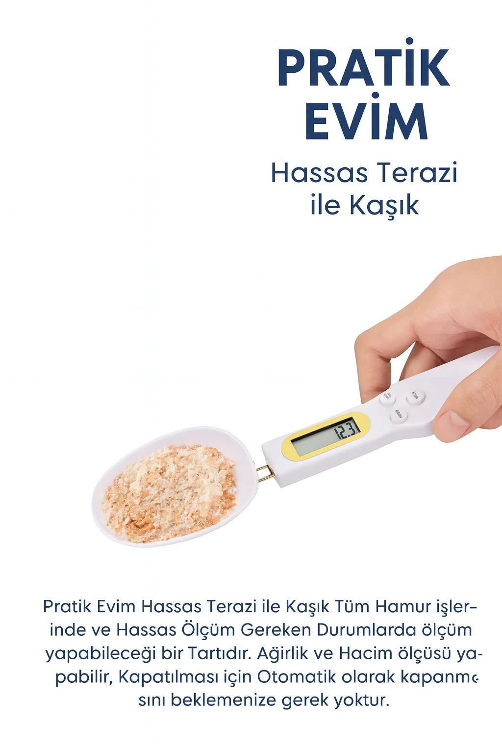 Kaşıklı Mini Mutfak Terazisi – 0.1g Hassasiyet – Gram Gram Ölçüm – Dara Fonksiyonlu