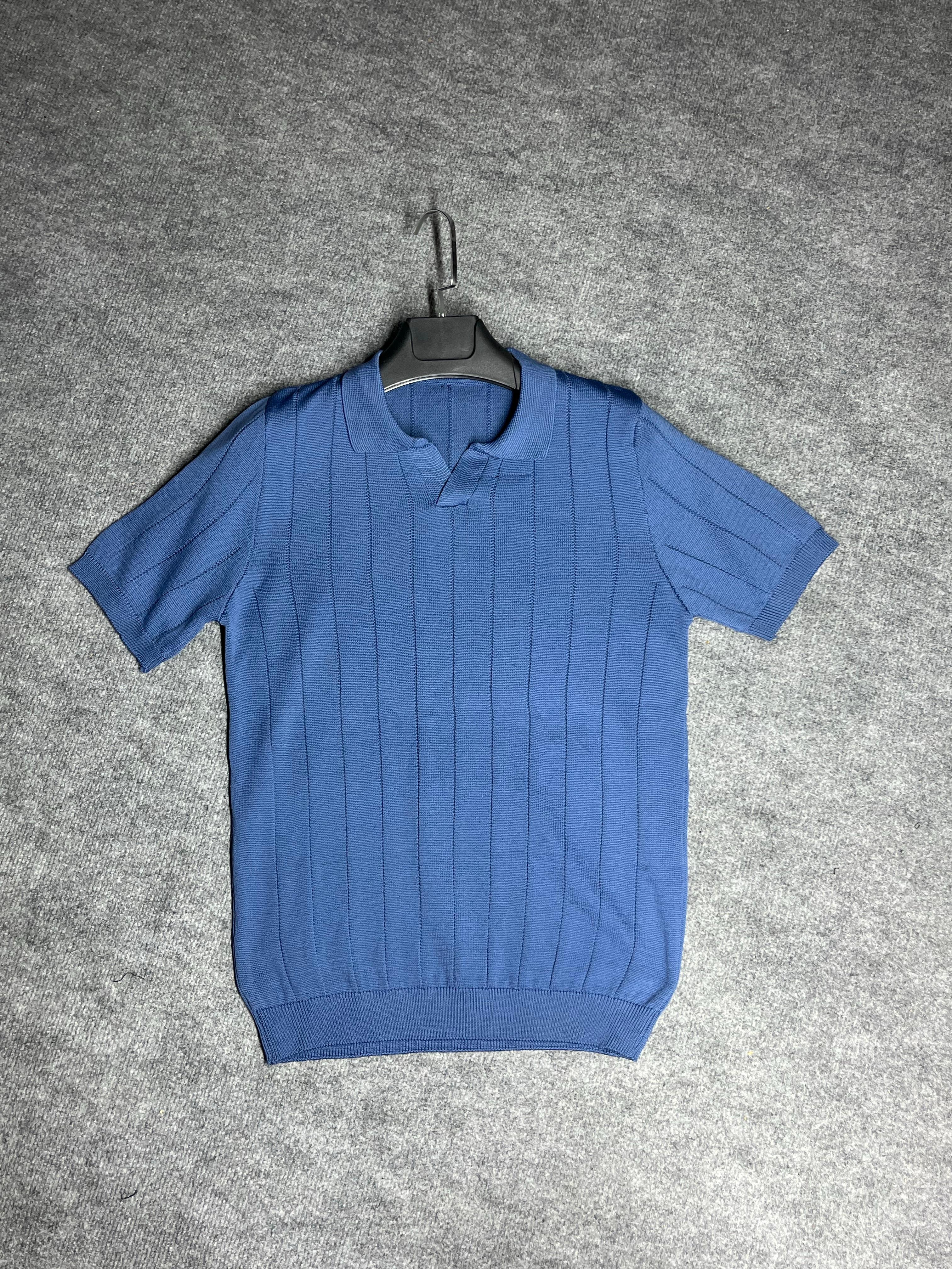 Triko Mavi Renk Polo Yaka Oversize