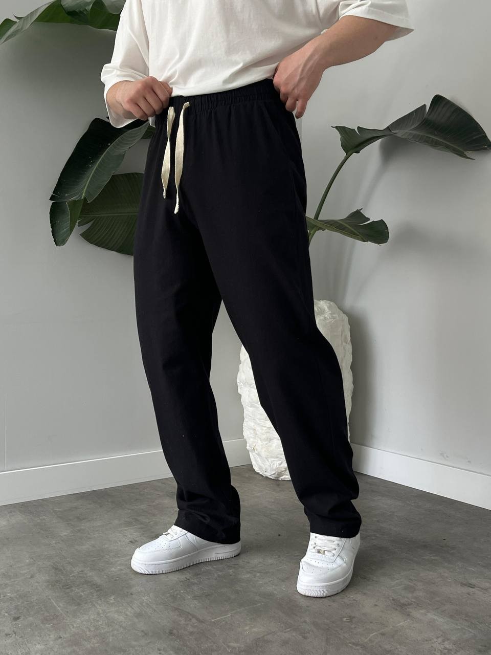 Keten Baggy Kesim Pantolon Siyah Premium A kalite