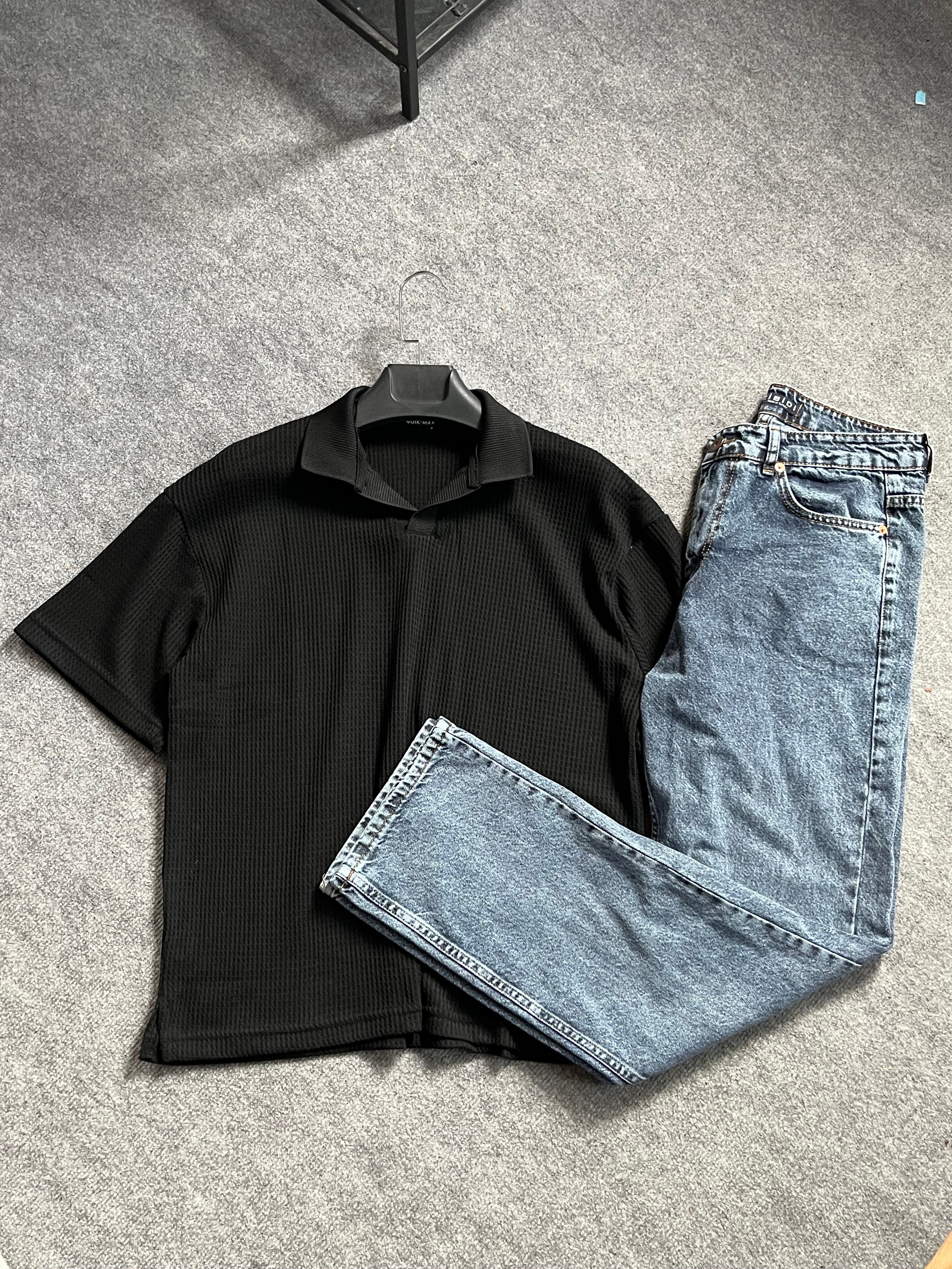 Kot/triko T-Shirt Kombin