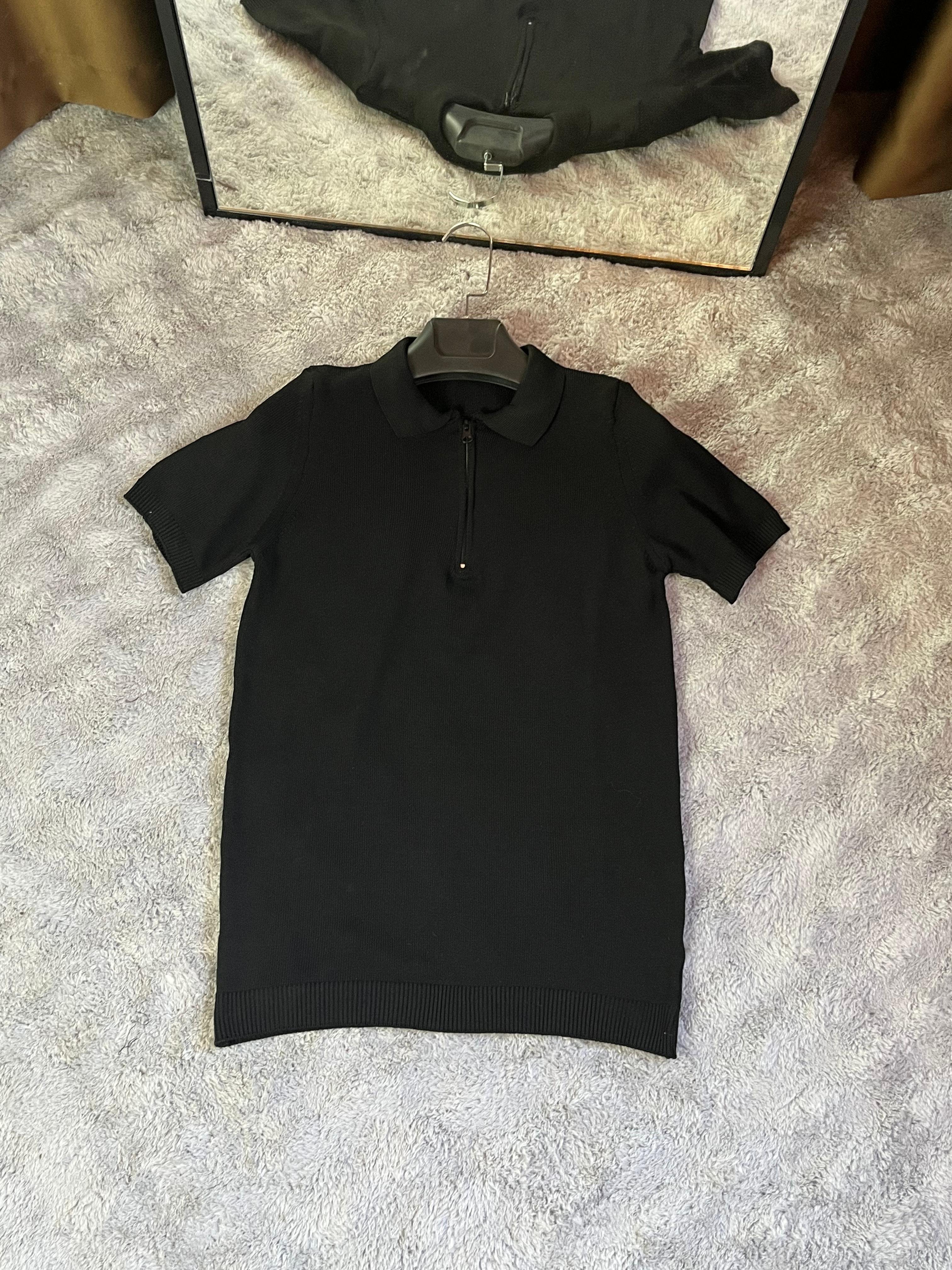 Basic Siyah Yarım Fermuarlı Triko T-shirt