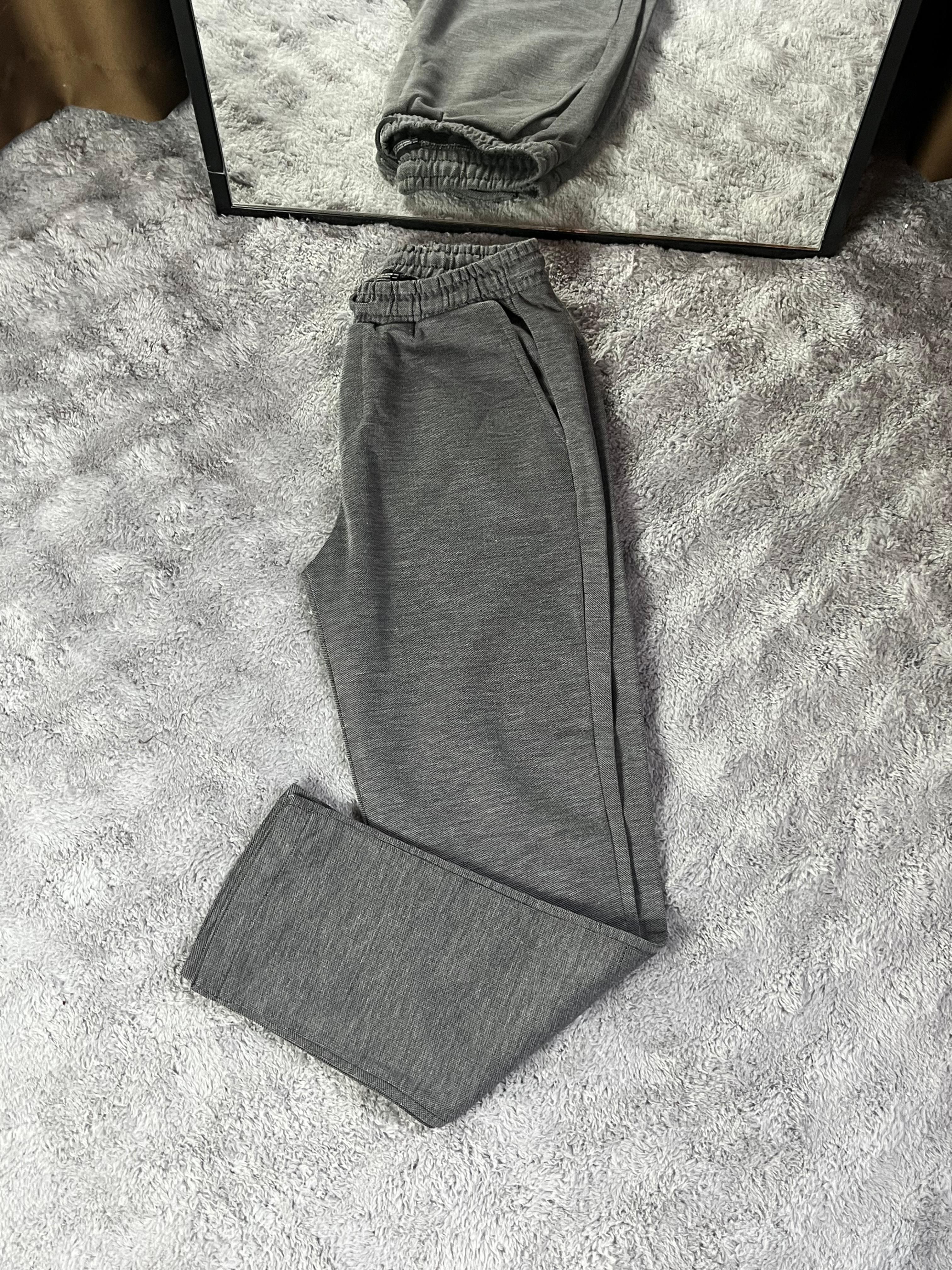 Premium Boyfrend Düz Paça Eşofman GRİ/SİYAH