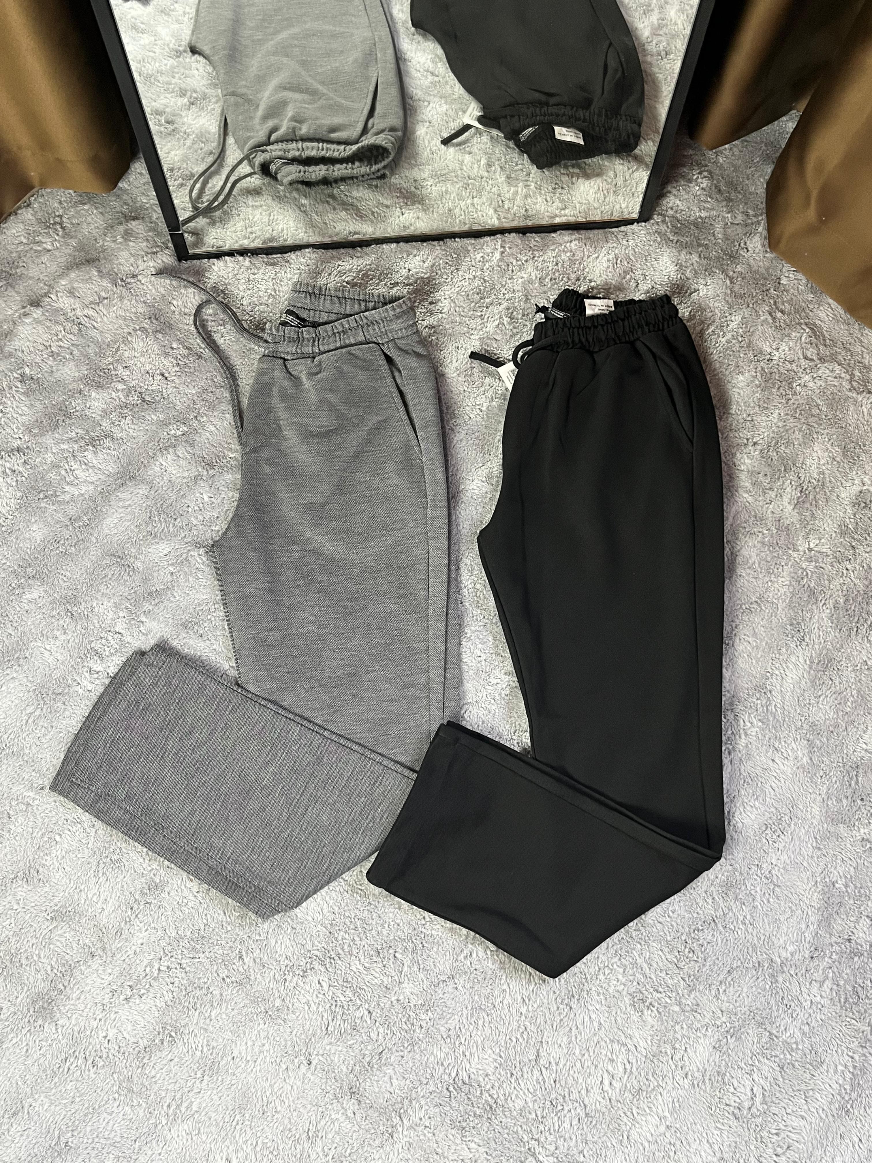 Premium Boyfrend Düz Paça Eşofman GRİ/SİYAH