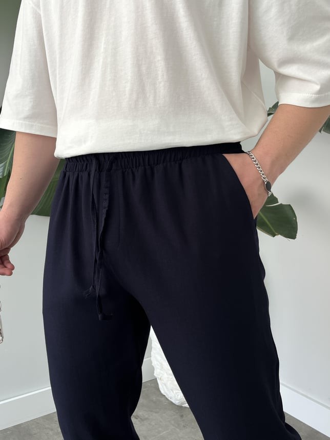 Premium Lastikli Lacivert Kumaş Pantolon