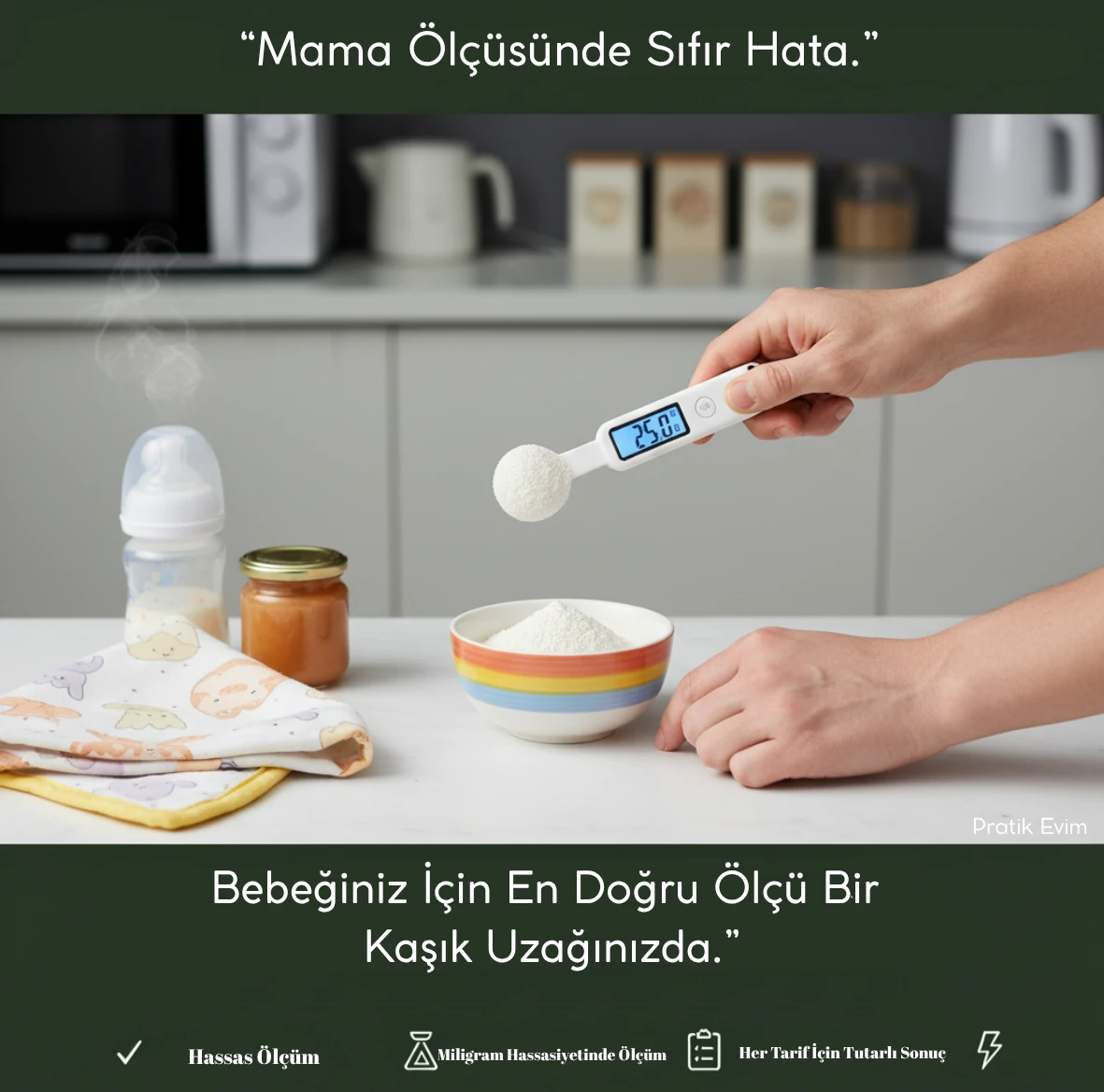 Kaşıklı Mini Mutfak Terazisi – 0.1g Hassasiyet – Gram Gram Ölçüm – Dara Fonksiyonlu